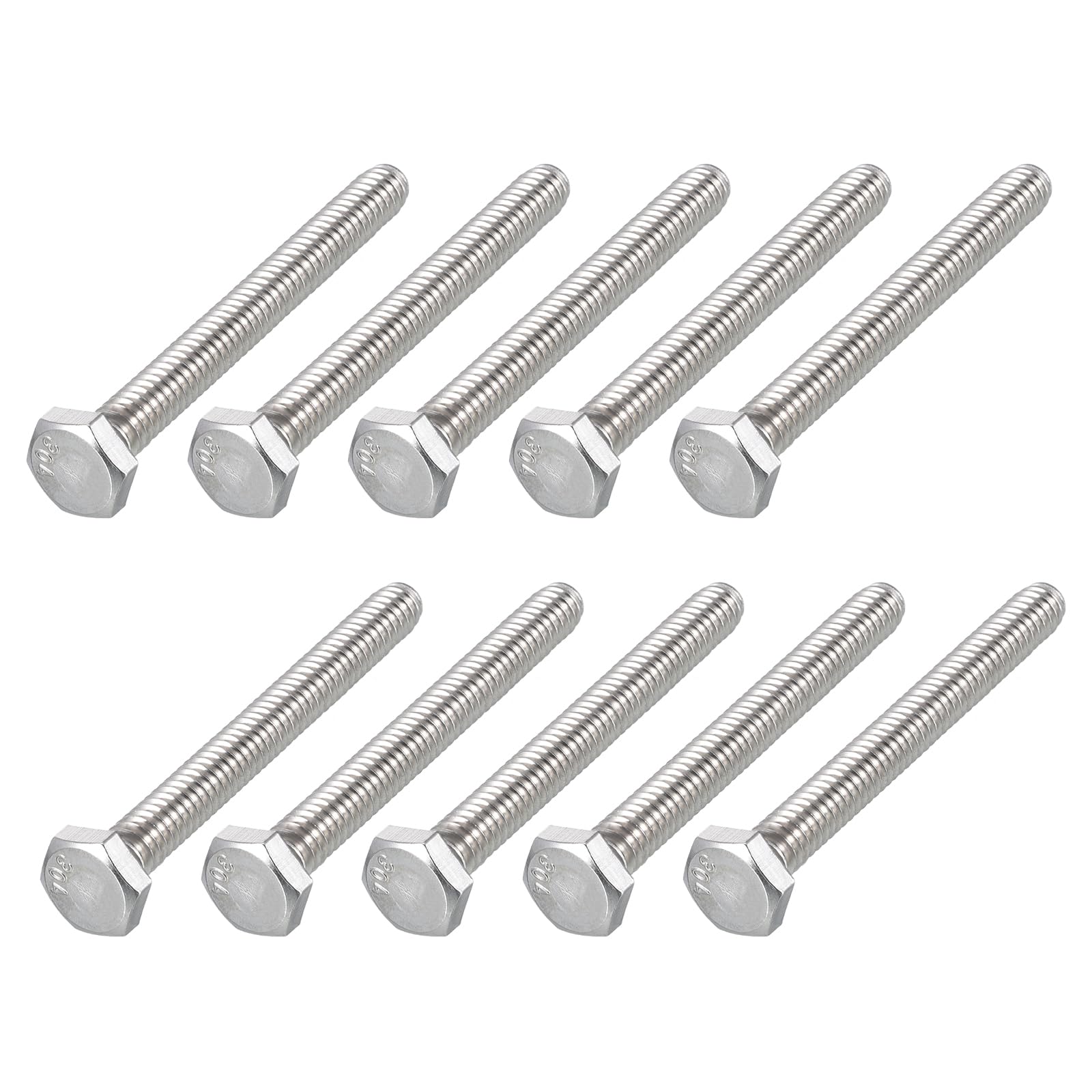 METALLIXITY Hex Head Bolts (1/4-20 x 2-1/4") 20Pcs, 304 Stainless Steel 18-8, Fully Threaded, External Hex Drive