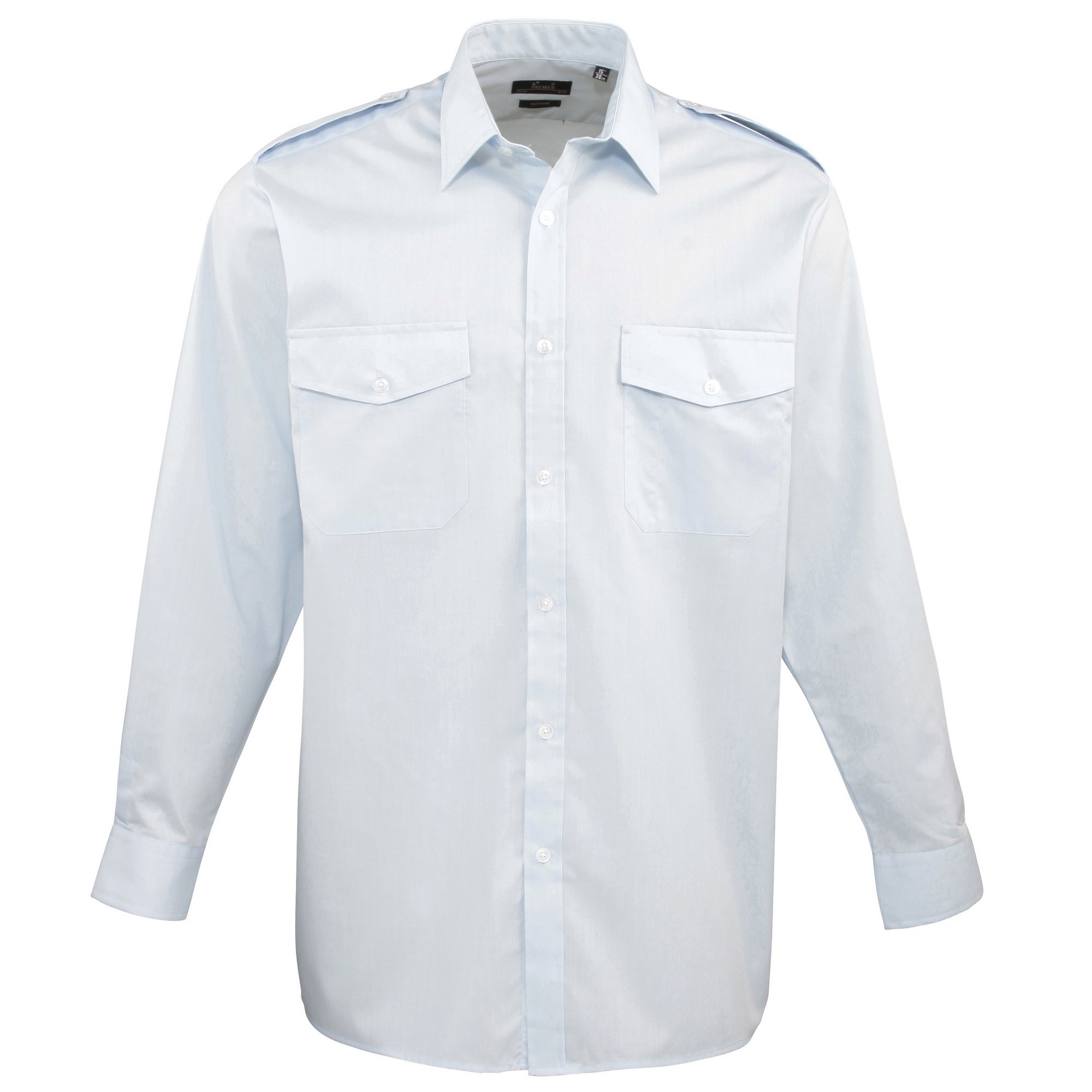 Premier Mens Long Sleeve Pilot Plain Work Shirt (19) (Light Blue)