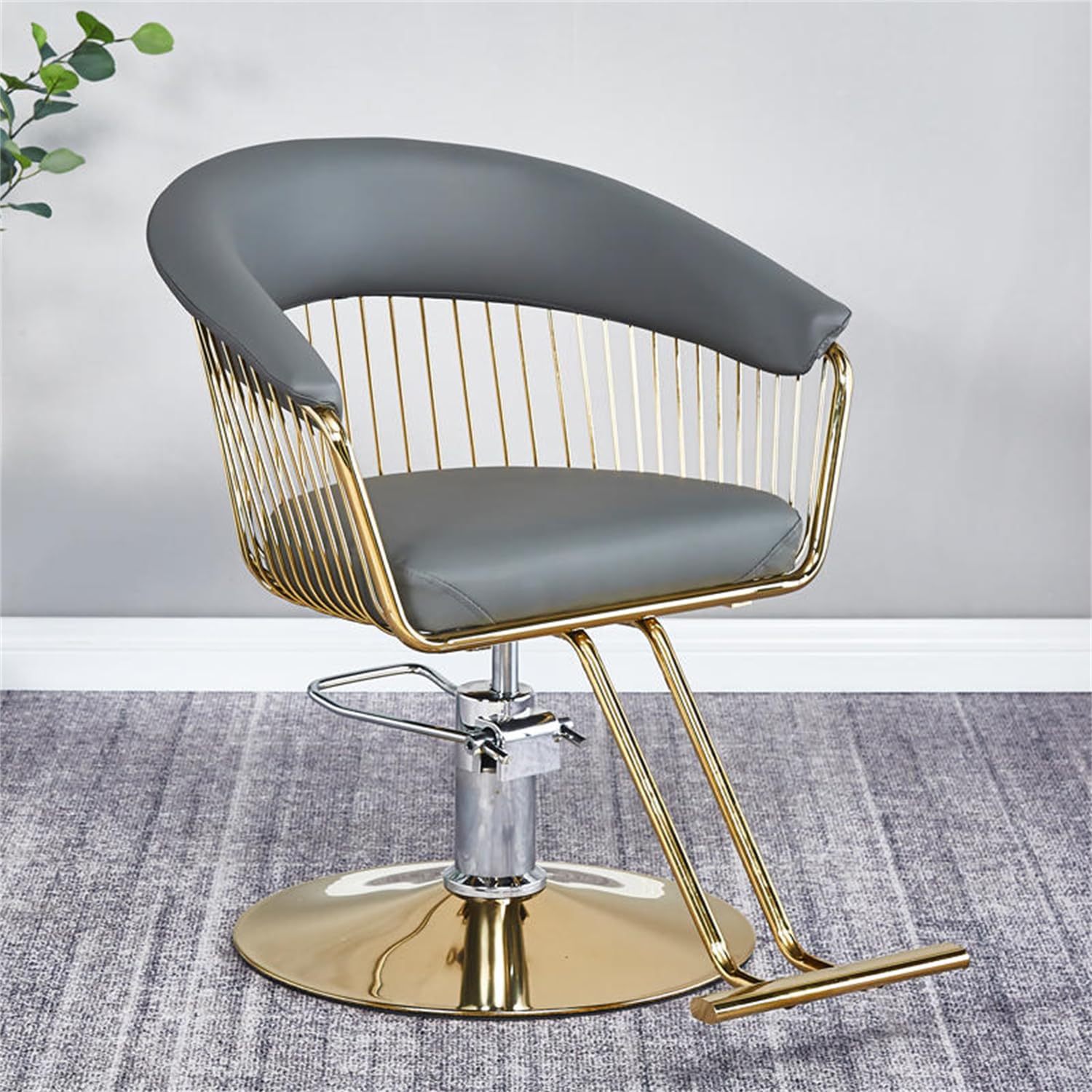 Fauteuil de barbier, Fauteuil de barbier Gris Robuste, Fauteuil de Coiffure pivotant à 360° avec vérin hydraulique, équipement Professionnel pour coiffeurs, Hauteur réglable, Conception dura