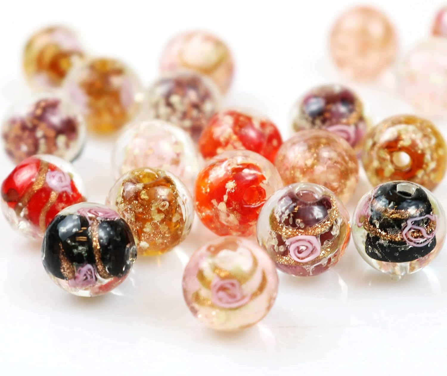 Artsy Crafts 20 Pcs Assorted Glow in The Dark Firefly Beads 12mm European Lampwork Luminous Glass Beads for Jewelry Making Charm Bracelet Necklace Earrings Crafts (Red Series 20pcs) - Image 8