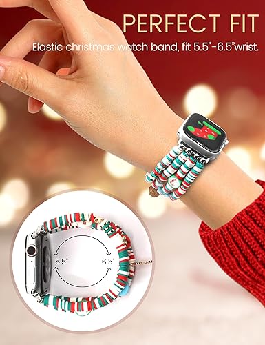 Miniatura 5 de JR.DM Correa de reloj de Navidad compatible con Apple Watch de 1.575 pulgadas, 1.496 pulgadas, 1.614 pulgadas, 1.732 pulgadas, 1.654 pulgadas, 1.772