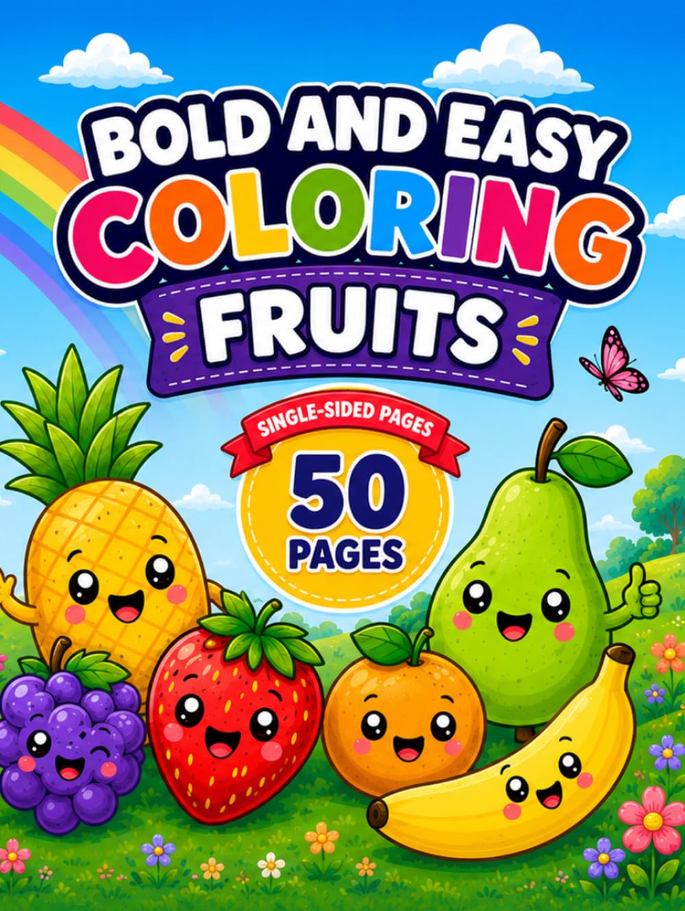 Bold and Easy Coloring Fruits: 50 Fun and Simple Fruit Coloring Pages
