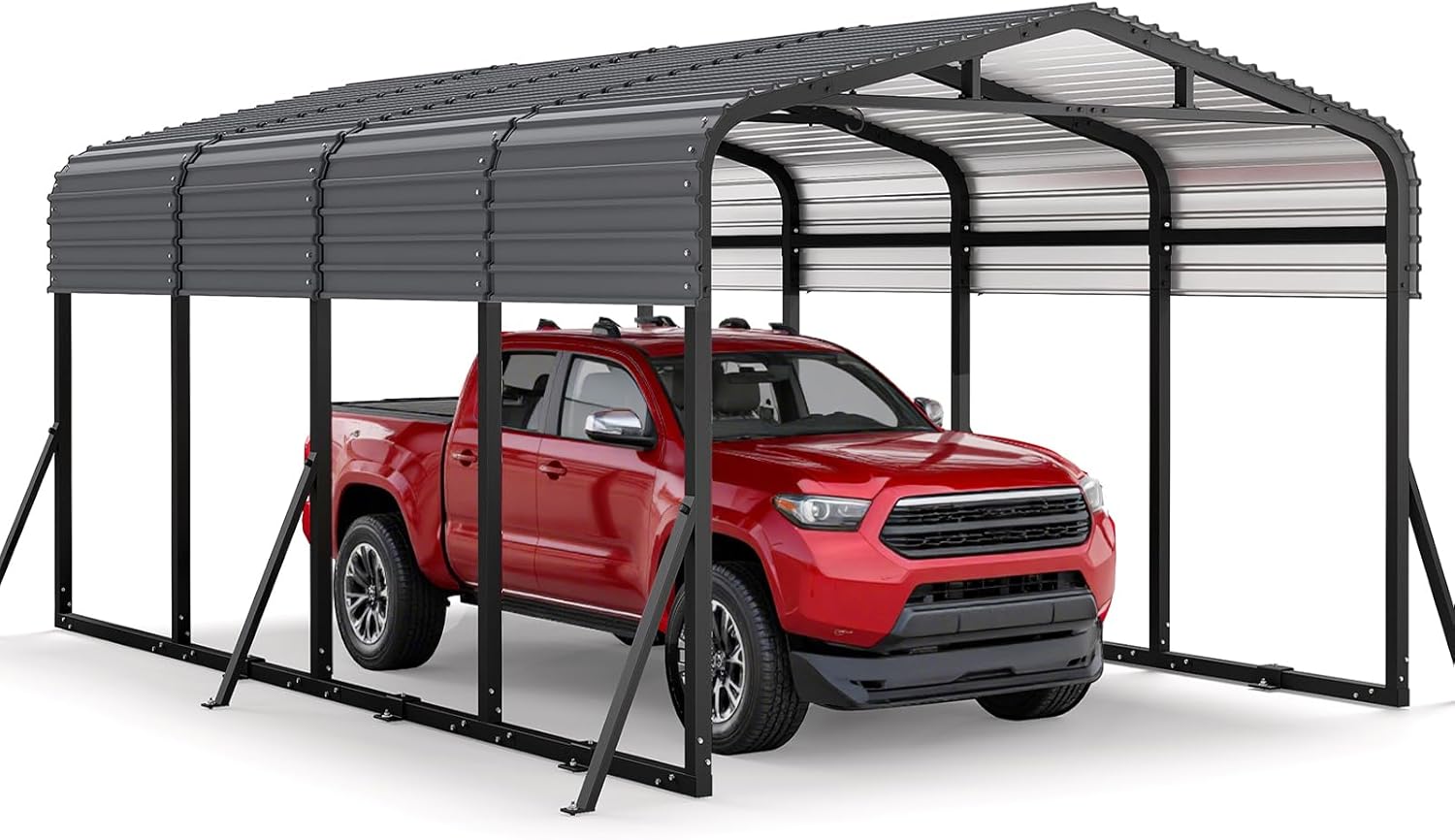 JOCOEVOL 12x20FT Heavy Duty Metal Carport with Reinforced Rods & Windproof Anchors - Portable Garage Shelter for Cars Trucks Boats