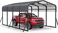 JOCOEVOL 12x20FT Heavy Duty Metal Carport with Reinforced Rods & Windproof Anchors - Portable Garage Shelter for Cars Trucks Boats