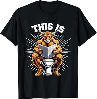 Bull is sitting on a toilet, reading newspaper T-Shirt