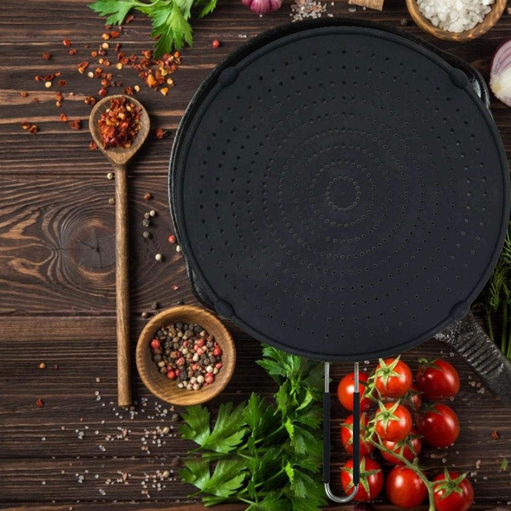 Silikon Spritzschutz 32cm Für Pfannen - Mit Edelstahl Griff Hitzebeständig