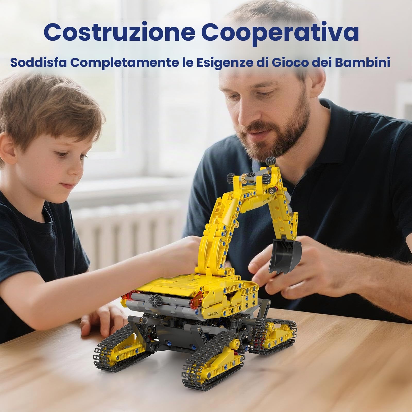 Mould King 17076 - Modello di escavatore cingolato in mattoncini da costruzione, modello SFINX, 840 pezzi, Klemmbausteine STEM, regalo per adulti