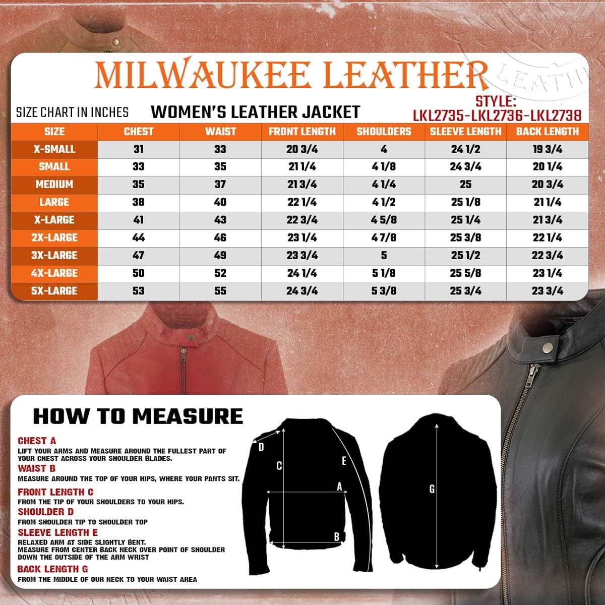 Milwaukee Leather Women's Premium Leather Fashion Biker Style Jackets w/Mandarin Collar - Small - Image 3