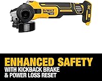 Vista 5 de DEWALT Amoladora angular MAX* XR de 20 V con freno de retroceso, interruptor deslizante, 4-1/2 pulgadas, solo herramienta (DCG405B)