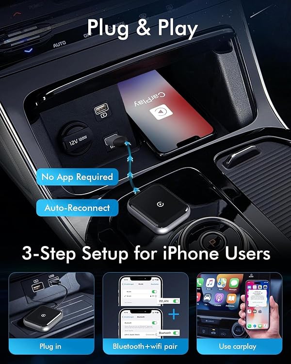 MAYAHXE Wireless CarPlay Adapter, Wireless Apple CarPlay for iPhone 6+ (iOS 10+), Plug & Play, Easy Setup, Dongle with Stable Connection for 2016+ OEM Vehicles by MAYAHXE - Used condition - Image 4