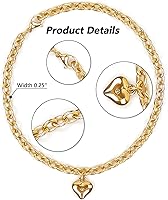 Vista 4 de HOWWFALY Collar para Perro y Cadena Collar para Gato de Acero Inoxidable Ajustable Collar en Forma de Corazón de Oro 18K para Mascotas Pequeñas