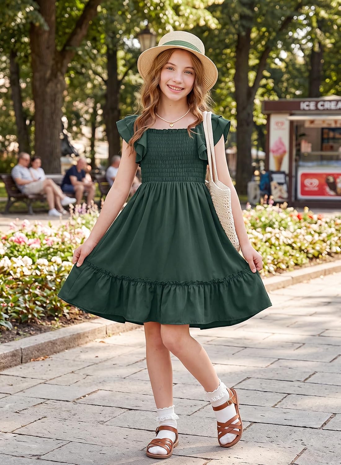 DOKOTOO KIDS Girls Tween Ruffle Smocked Dress Size 6-15 Years Old image 3