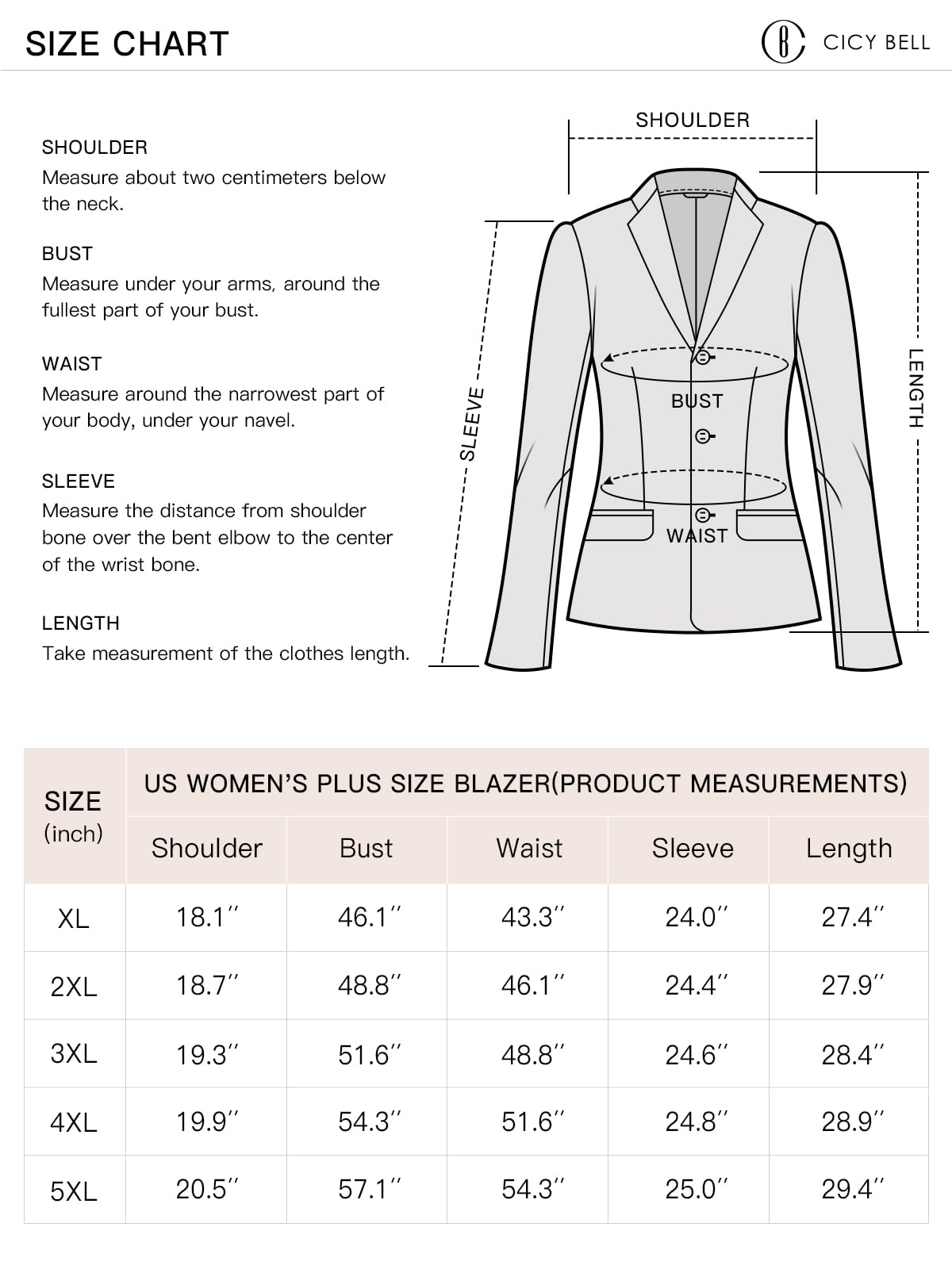 Cicy Bell Giacche da donna taglie forti casual con risvolto a maniche lunghe da lavoro ufficio giacche aperte sul davanti curvy blazer, Bianco, X-Large Plus