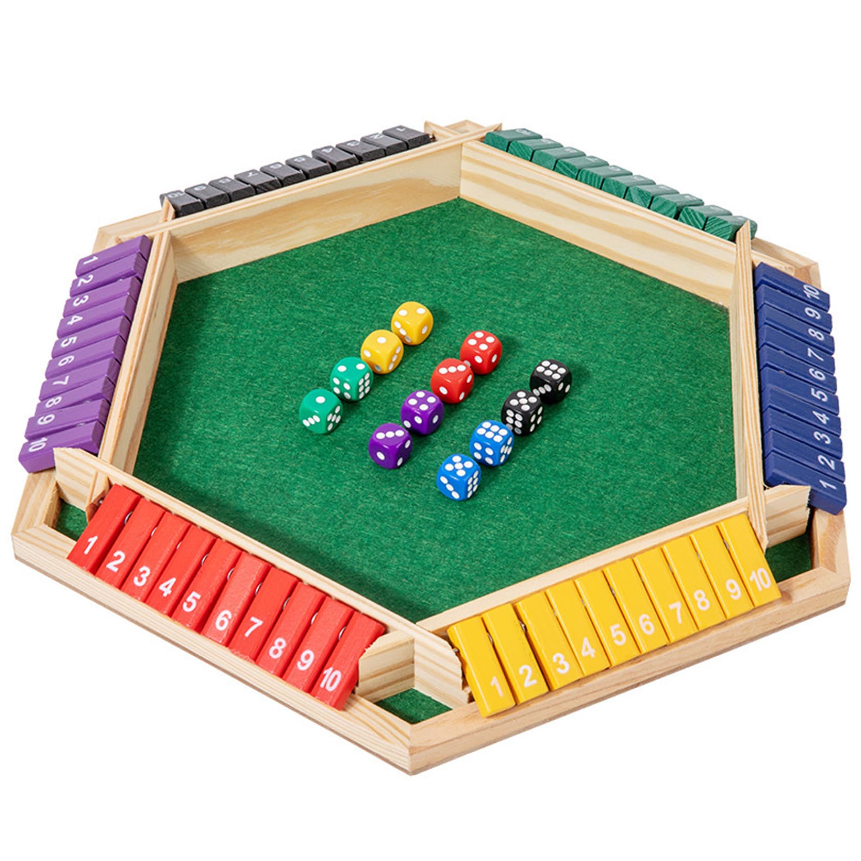 Entartay Shut the Box Game 6 Player Wooden Shut the Box Dice Game Educational Classic Wooden Strategy Toy for Kids Adults