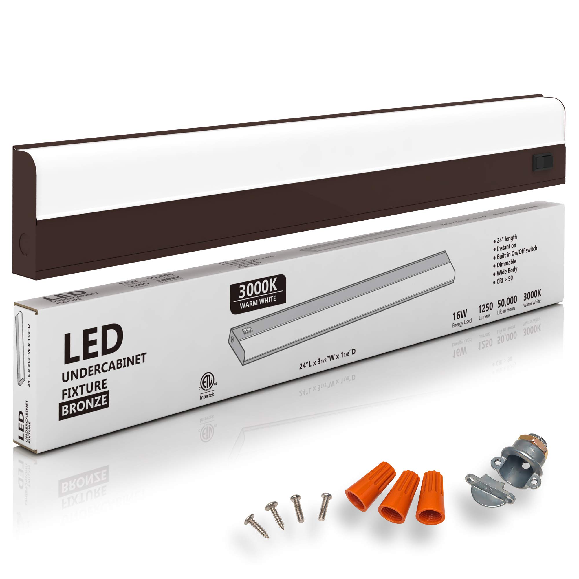 Hardwired LED Under Task Lighting 16 Watt, 24", Dimmable, CRI