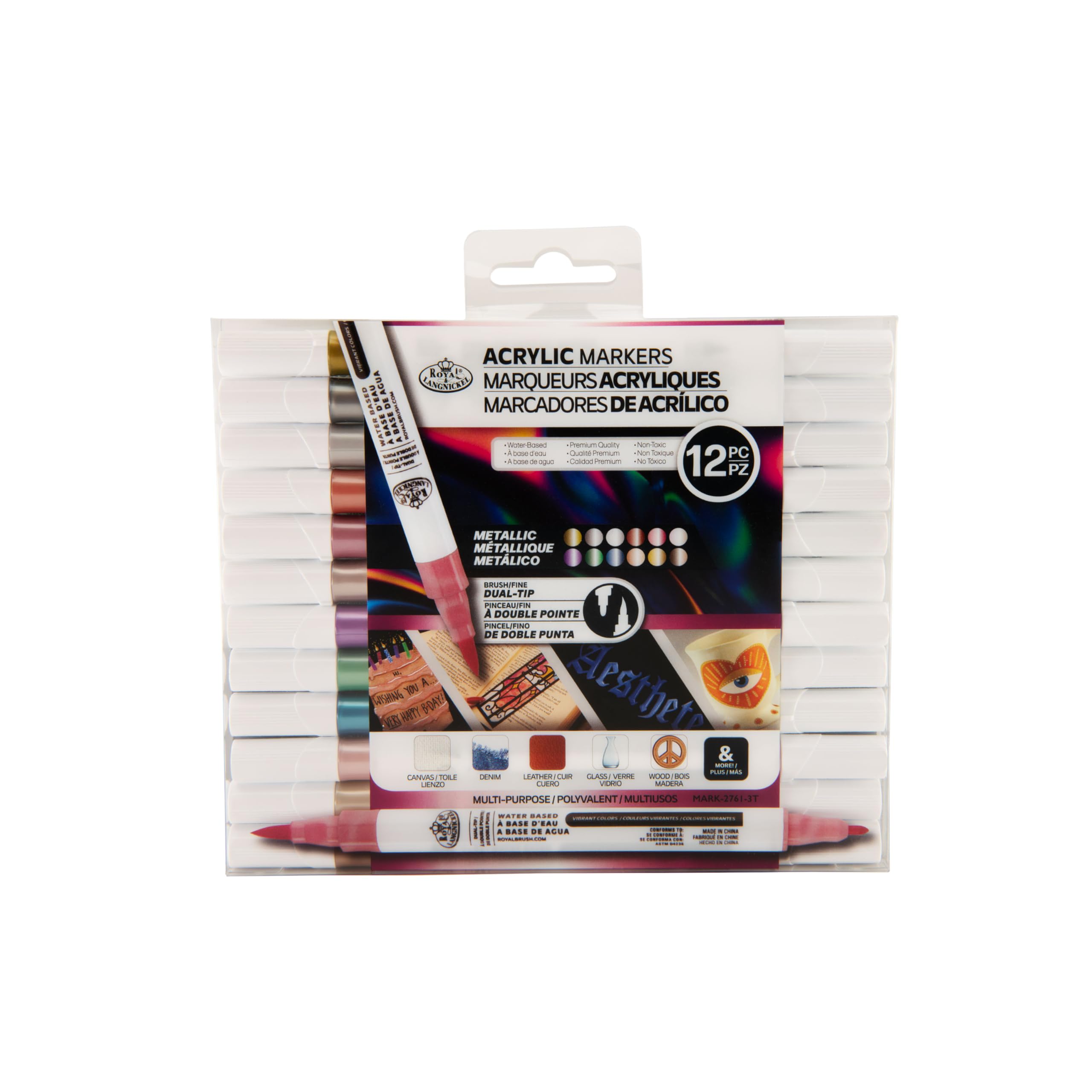 Royal & Langnickel 12pc Acrylic Metallic 1mm Brush/Fineliner Markers
