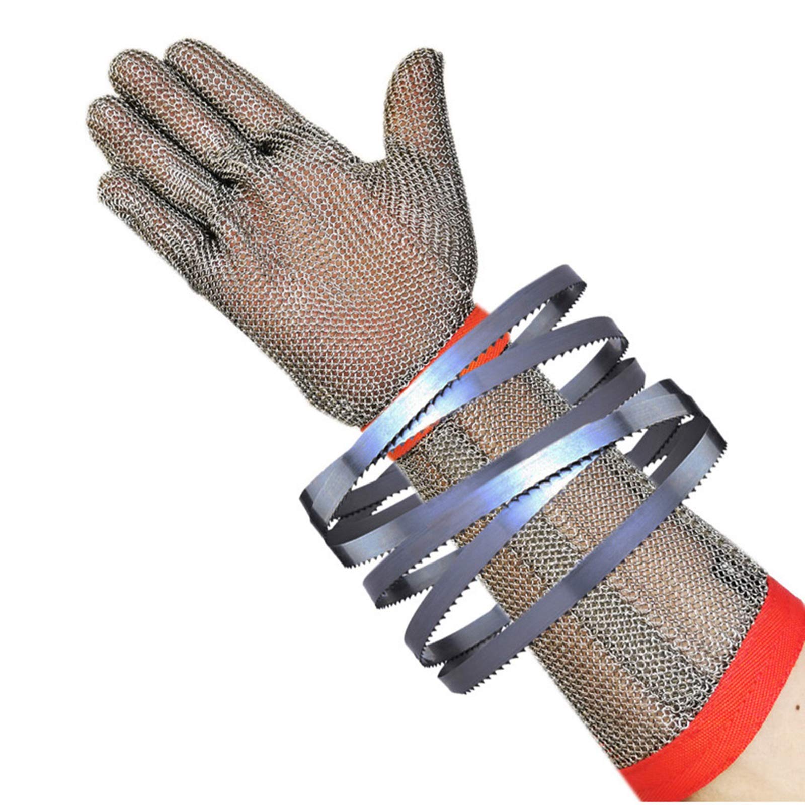 304 Guantes De Acero Anti-Corte, Cocción Al Aire Libre Y Guantes De Trabajo De Seguridad De Cocina, Brazos Extendidos, para Manos Izquierdo Y Derecho (Size : Small)