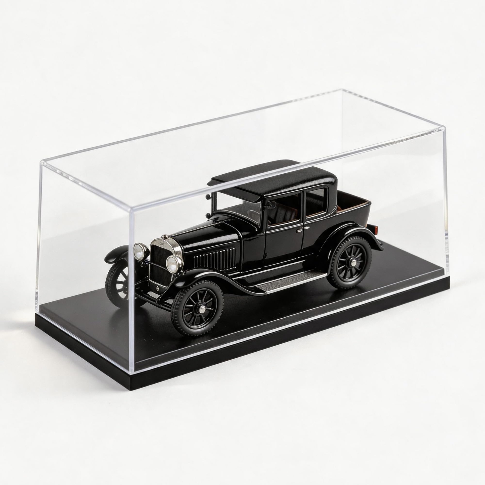 Photo 1 of 1:43 Scale Model Car Display Case, Clear Acrylic Display Box for Diecast Cars, Stackable Dustproof Showcase with Black Base, No Assembly, 5.9 x 3 x 2.7 Inch