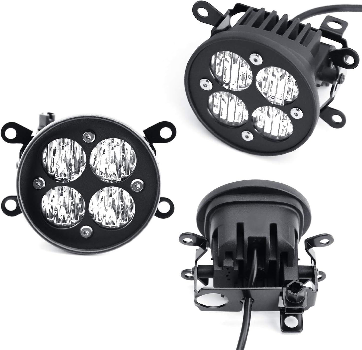 iJDMTOY Clear Lens 24W High Power LED Wide Angle SAE Flood Beam Fog Light Kit w/Built-On Mounting Brackets Compatible With Subaru WRX STI XV Crosstrek Impreza BRZ Forester, etc