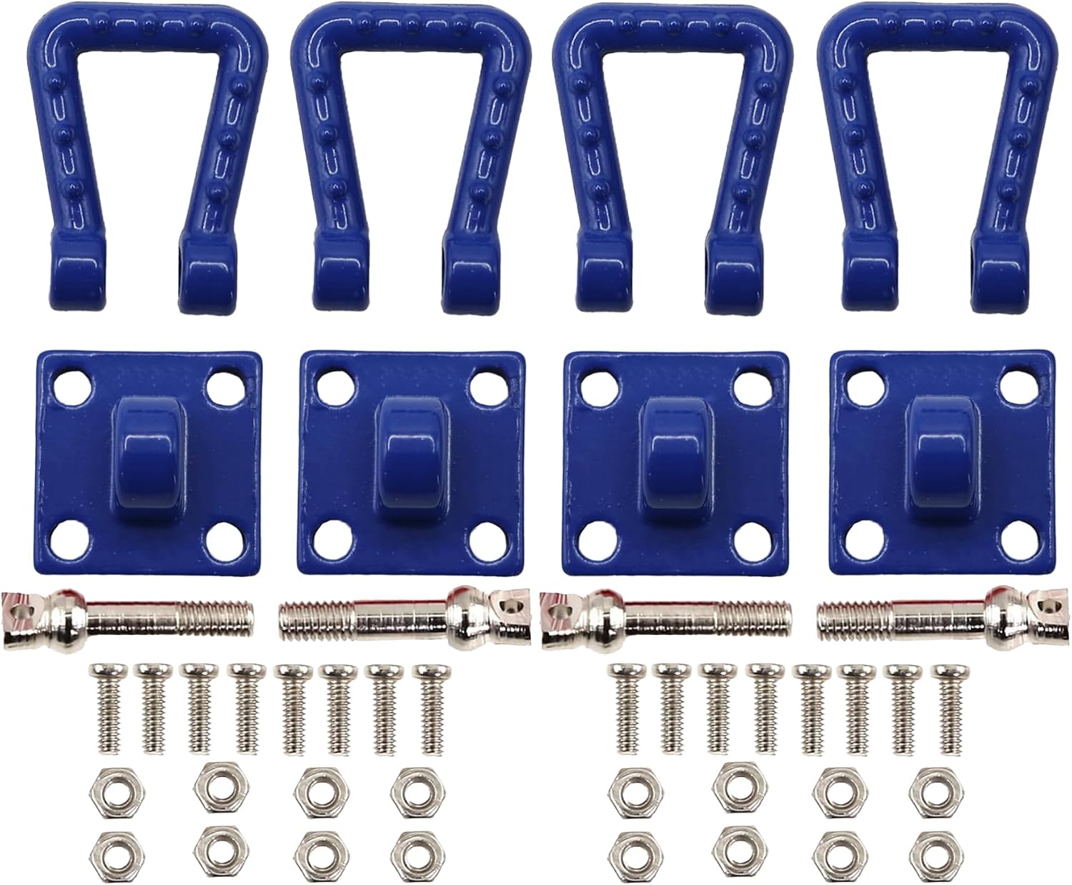4PCS 1/10 RC Crawler Car Metal Trailer Tow Hooks Buckle Winch Shackles RC Decorations Accessories for 1:10 Rock Crawler Truck Car Traxxas TRX4 SCX10 Redat Axial RC4WD Tamiya D90 (Blue)