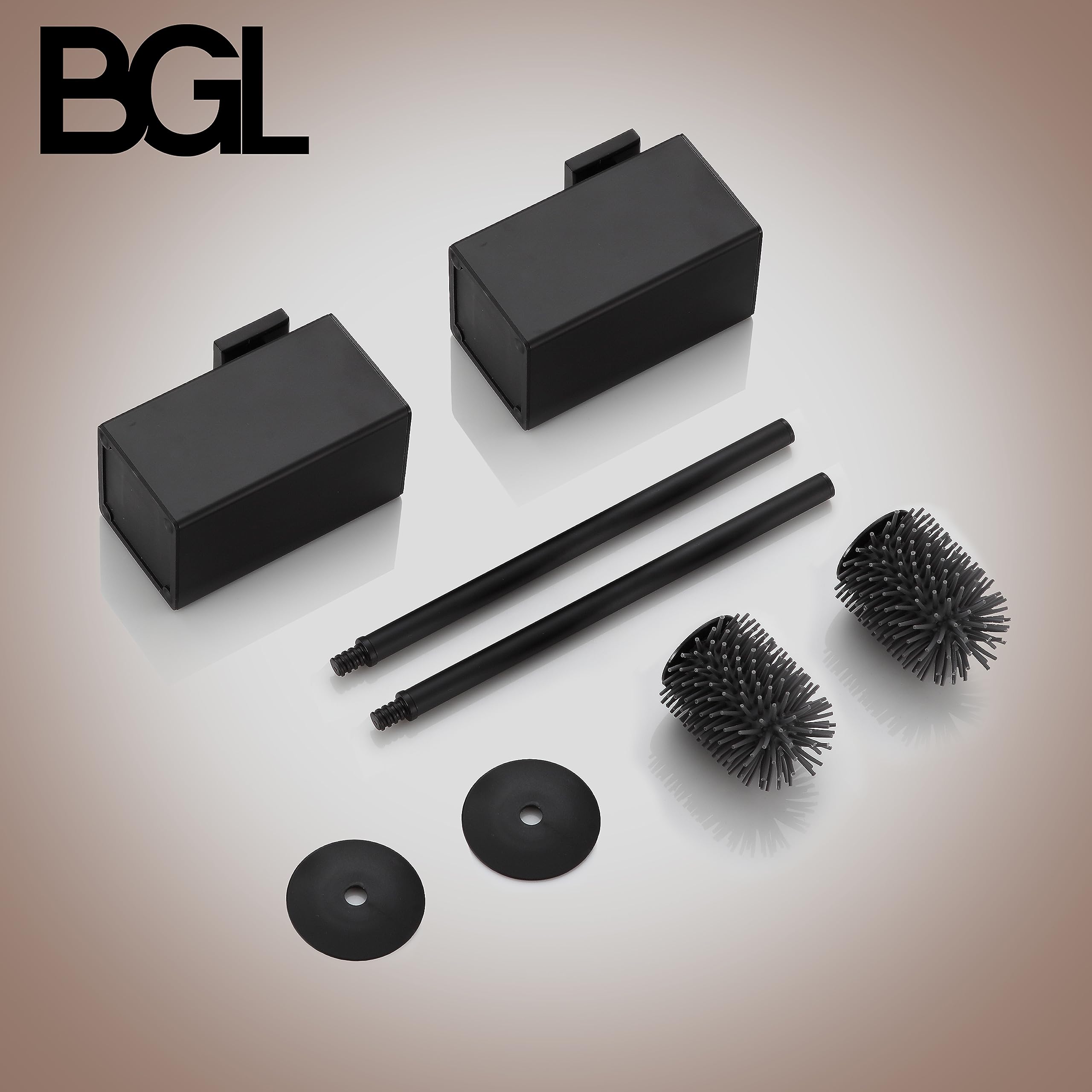 bgl WC-Bürstenhalter zur Wandmontage, 2 Stück Verpackt, Matt Schwarz Toilettenbürste, Metall