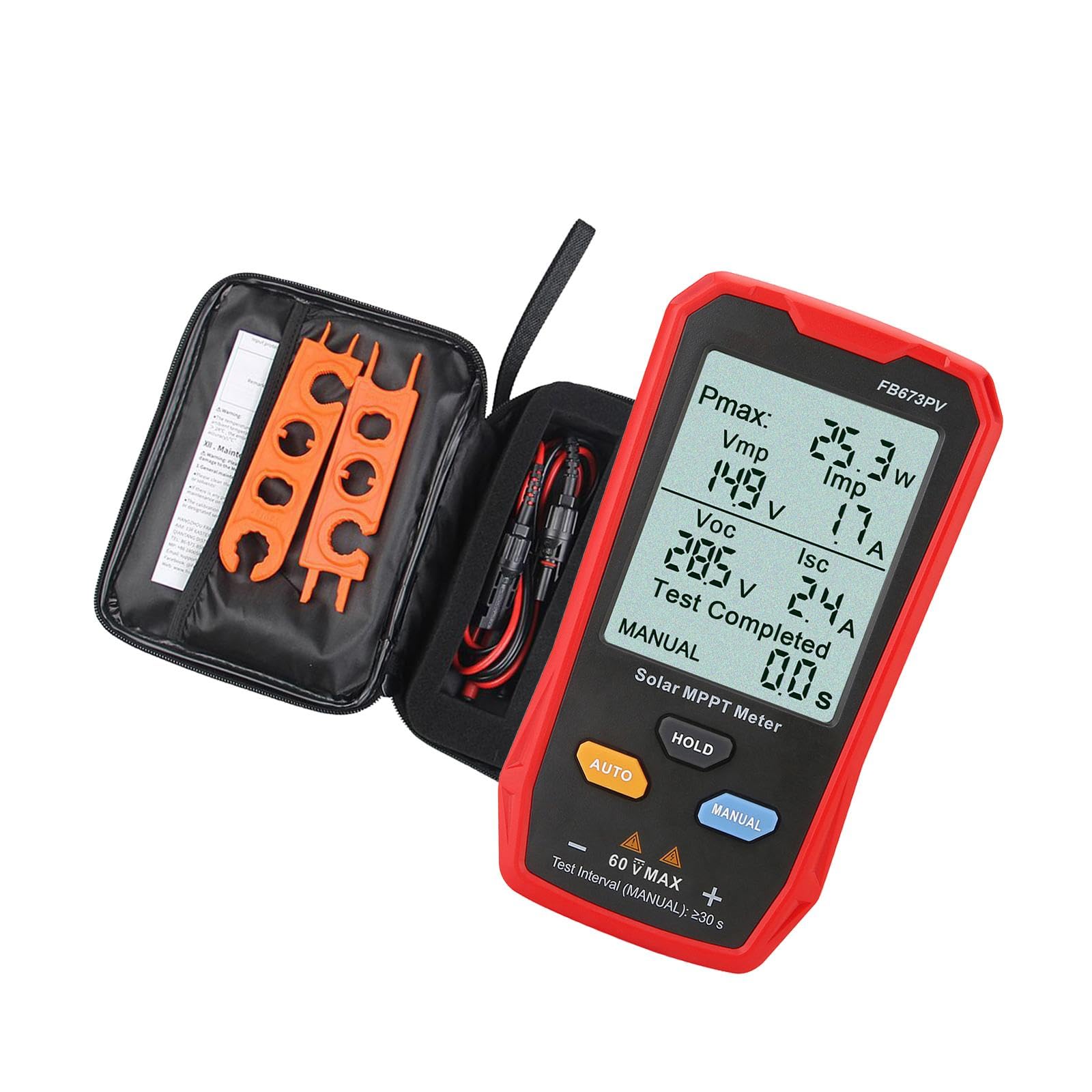 Sharplace Solar-MPPT-Messgerät, Multimeter-Kit, großer -Bildschirm für Solar-PV-Tests, vielseitig einsetzbar, 14,2 x 7,6 x 2 cm, mit,