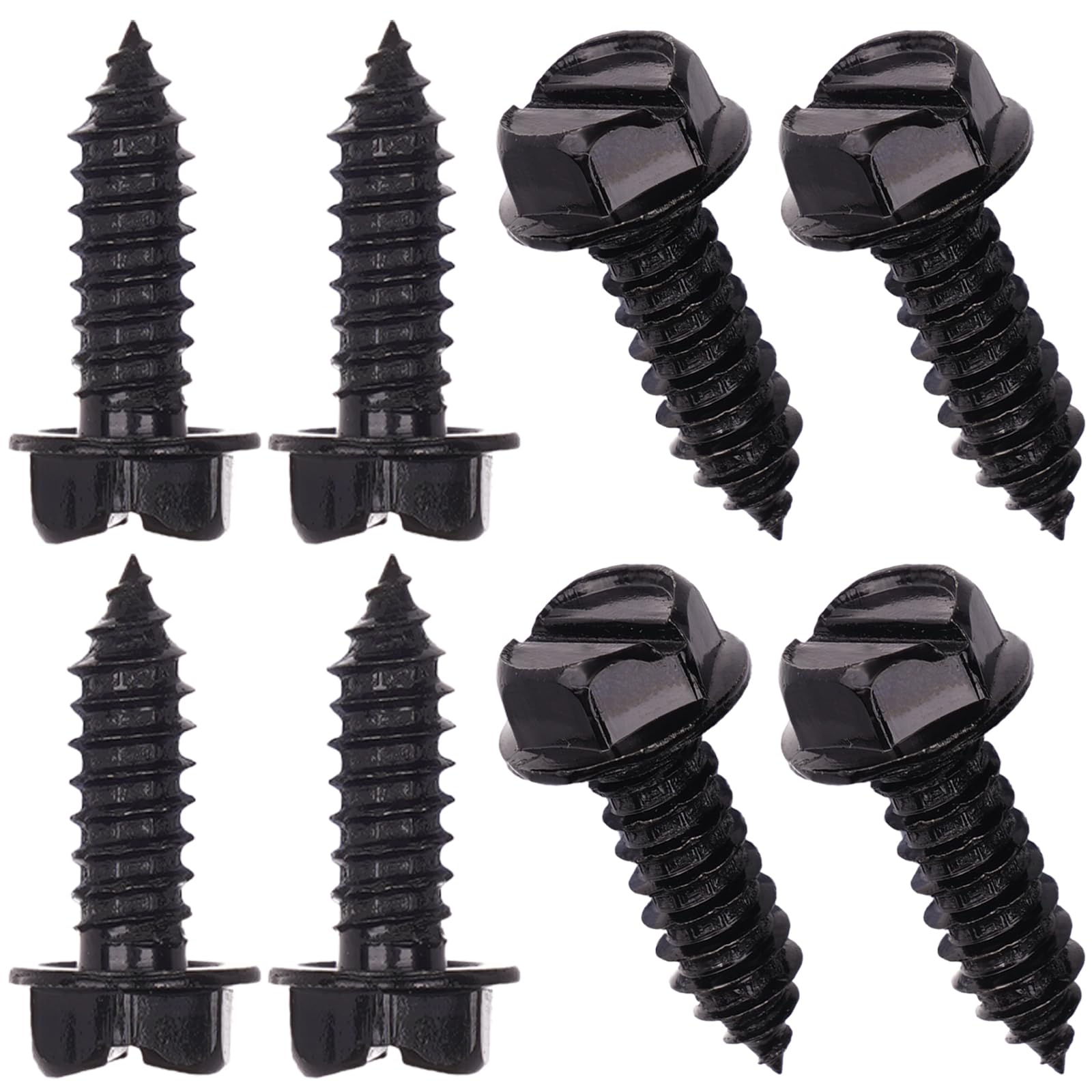 Black License Plate Screws Rust-proof Finish - 8 Pcs | Premium Eco-Friendly Srews for Front & Rear Plates, Lead-Free & Nickel-Free, Anti-Rattle Bolts