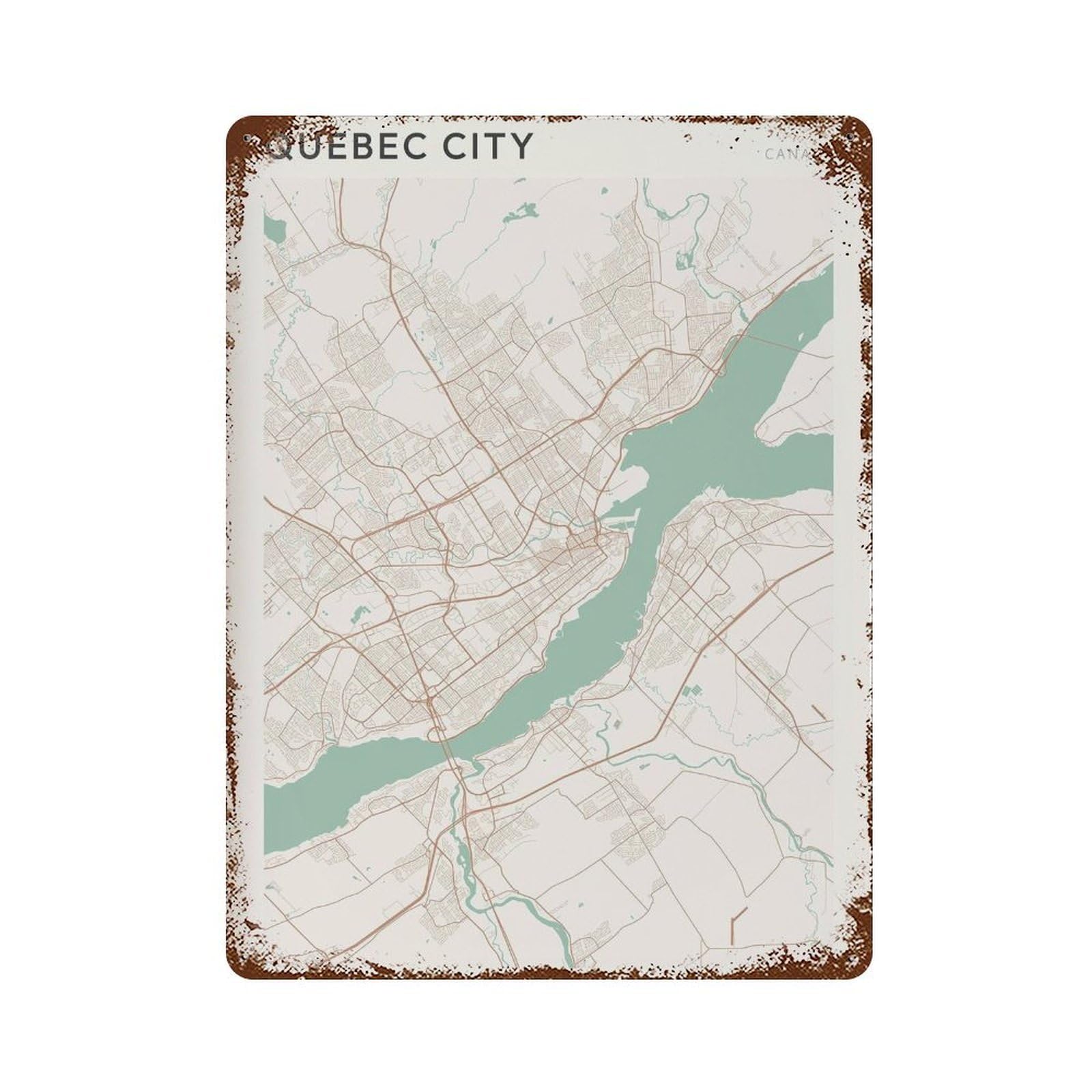 xiaoxiaoshen Quebec City Map Canada Wall Decor Art Metal Tin Poster Modern Home Decor Art Home Bar Shop Decorations Vintage Sign 40x30cm