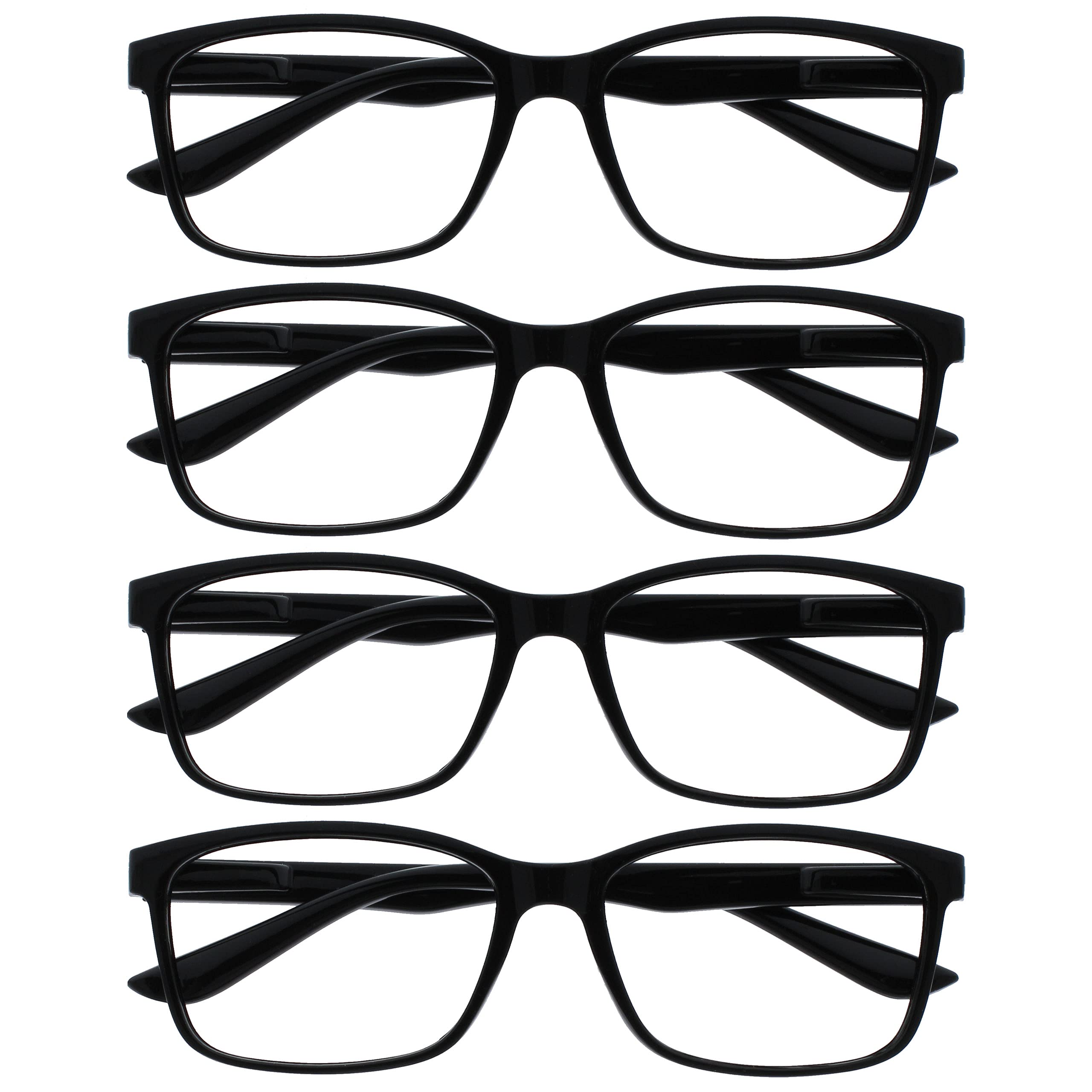 OPULIZE The Reading Glasses Company Black Readers Value 4 Pack Large Designer Style Mens Spring Hinges RRRR83-1 +1.50