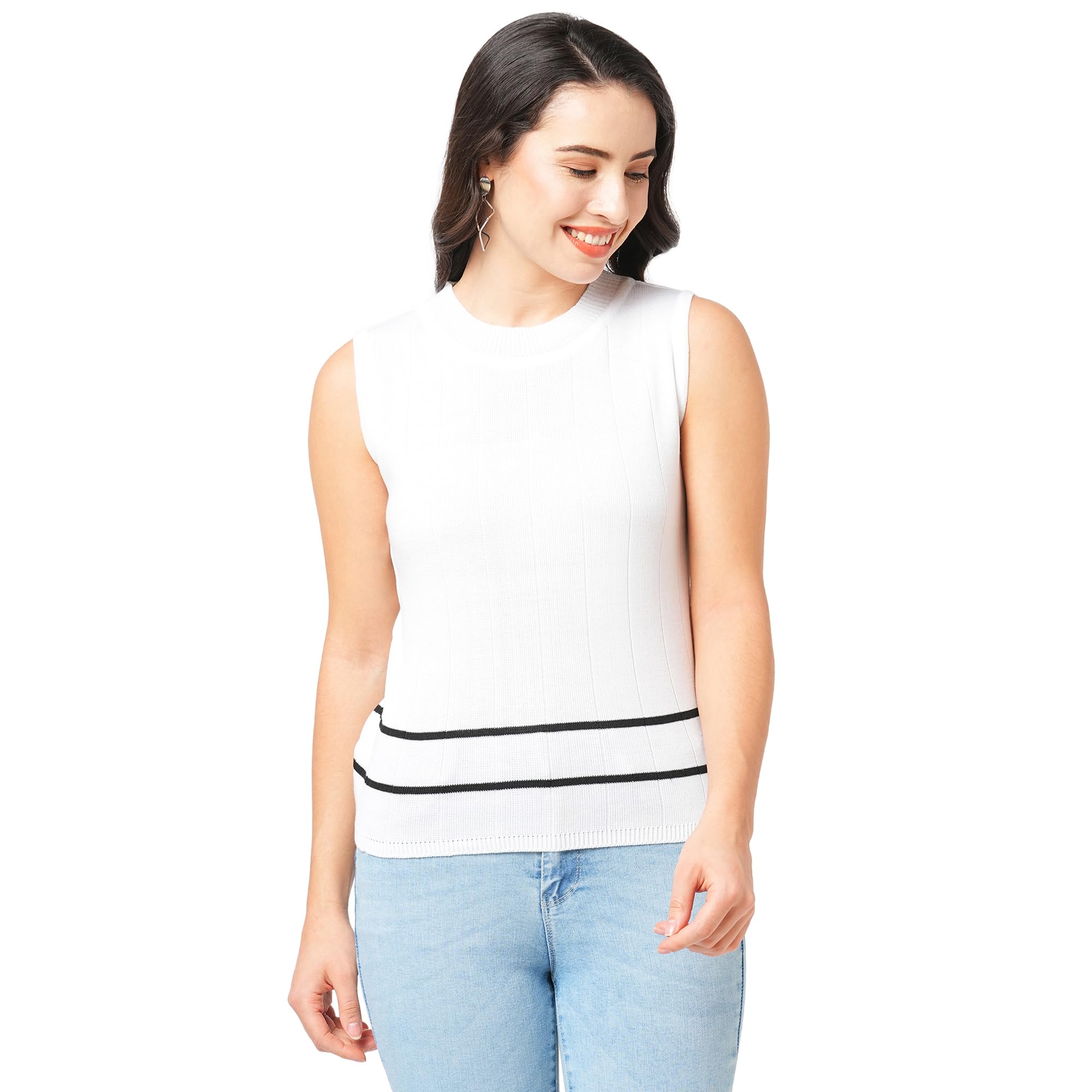 GO-4 IT Drop Needle Flat Knit Turtle Neck Sleeveless Top-picture-35