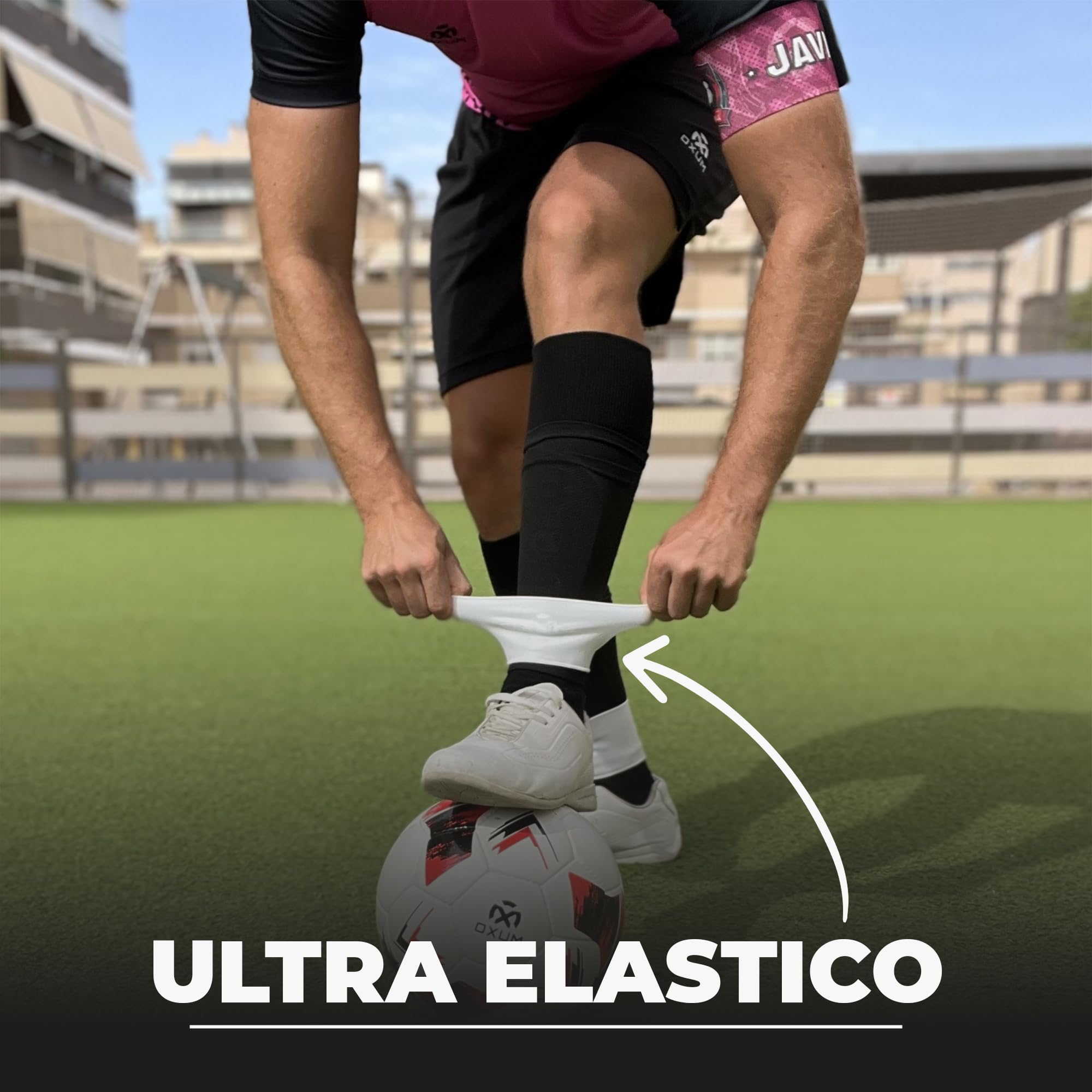 Oxum Banda Sujetaespinilleras Pro de Silicona para Fútbol - Soporte Seguro y Cómodo para Espinilleras - Sujetaespinilleras para Adultos y Niños (Grip Tapes)