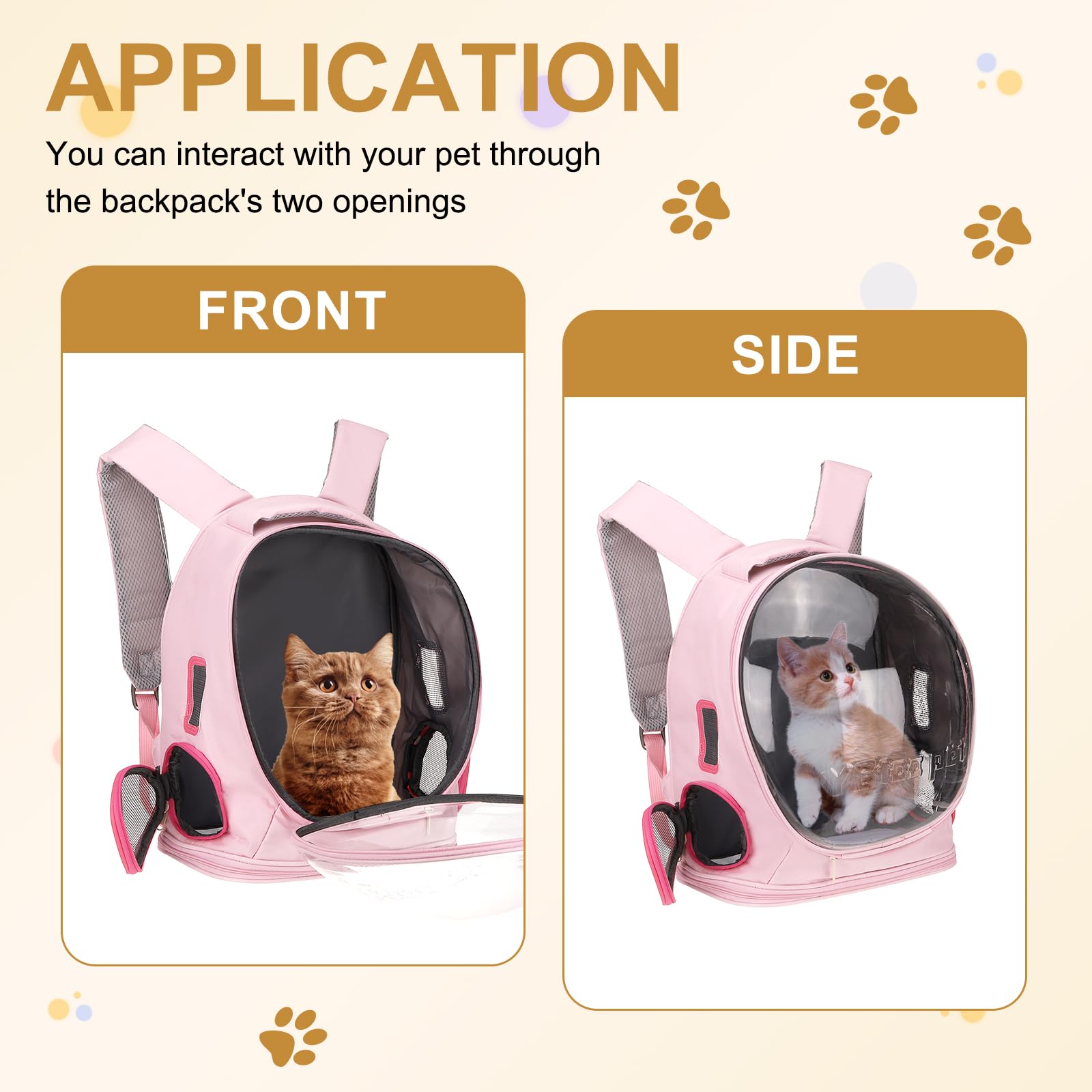 QUARKZMAN Mochila Transportadora para Mascotas, Portátil Y Ventilada, Tela Oxford, Bolsa De Viaje para Perros Y Gatos con Cubierta Transparente 12.99", (Rosa, 1 Pieza), Diseñada.