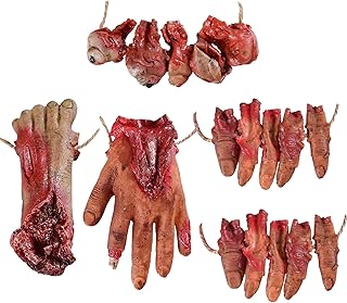 UCSAJI 5PCS Halloween Severed Broken Body Parts Halloween Blood Props Realistic Severed Horror Hand Foot for Party Decorations Props Haunted House