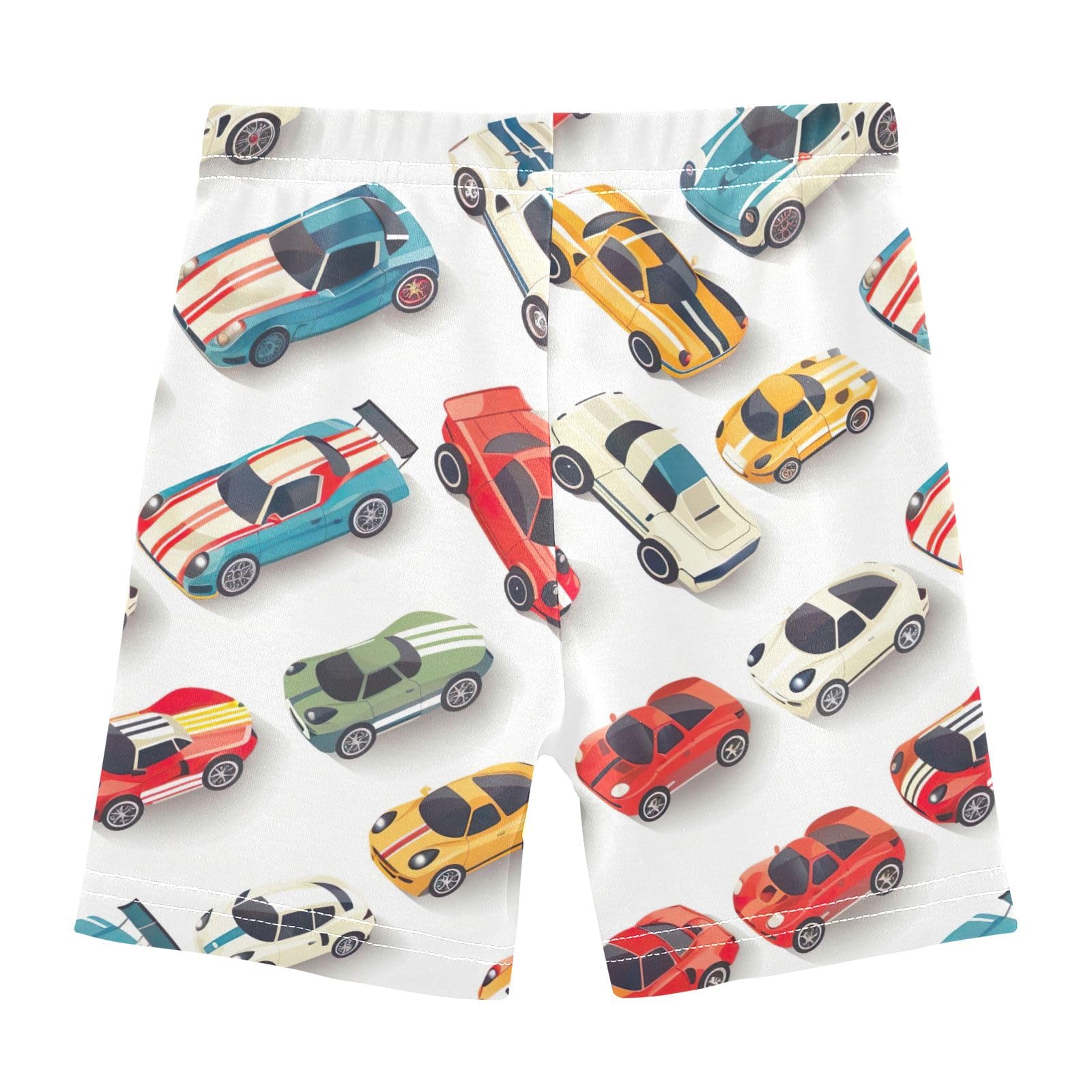 CHIFIGNO Girl's Cotton Bike Shorts Kids Cartwheel Shorts Under Dress Dance Short Cute Cartoon Cars White 5T