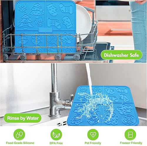 Miniatura 7 de Femont Tapete grande para lamer perro, tapete de alimentación lenta con 165 ventosas fuertes para mantequilla de maní, almohadilla para lamer sin