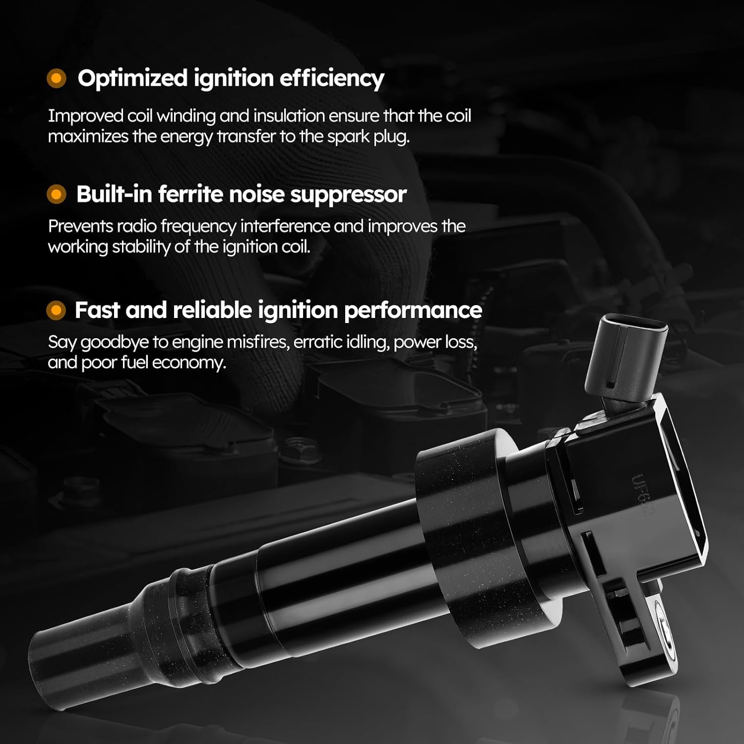 UF652 Ignition Coil Pack Compatible with 2012-2020 Hyundai Accent,2012-2017 Hyundai Veloster/2012-2020 Kia Rio,2012-2019 Kia Soul Replaces#273012B100 C1803 GN10634 5C1860 (set of 4)