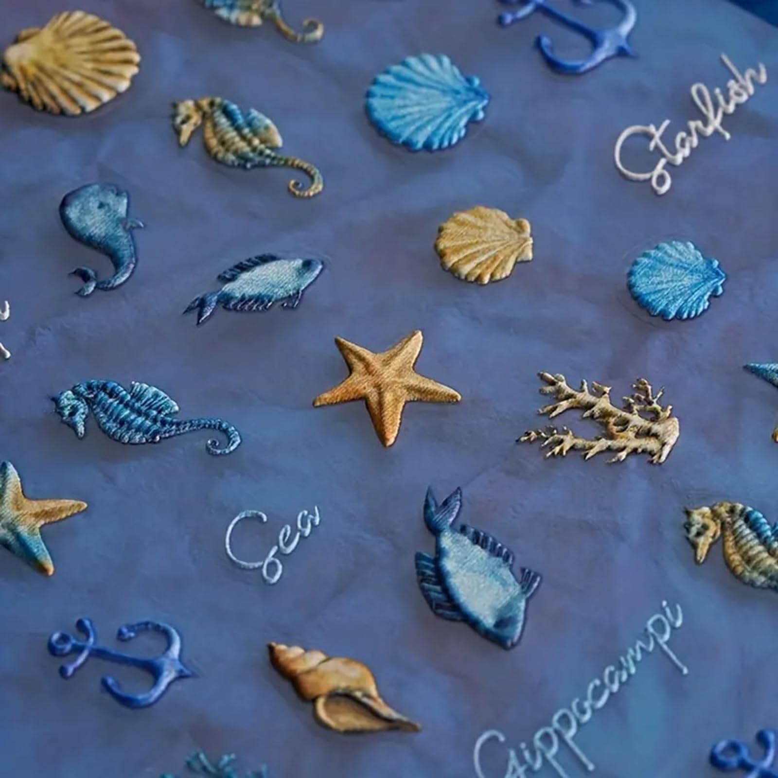 Irikdescia 2 Pezzi 5D Adesivi per Unghie con Rilievi di Stelle Marine, Adesivi Autoadesivi a Tema Marino per Decorazione delle Unghie, Accessori per Manicure e Nail Art