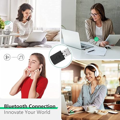 Miniatura 5 de Mini adaptador USB inalámbrico, receptor de dongle Bluetooth y transmisores se conectan a cualquier dispositivo de audio Bluetooth, enchufe para