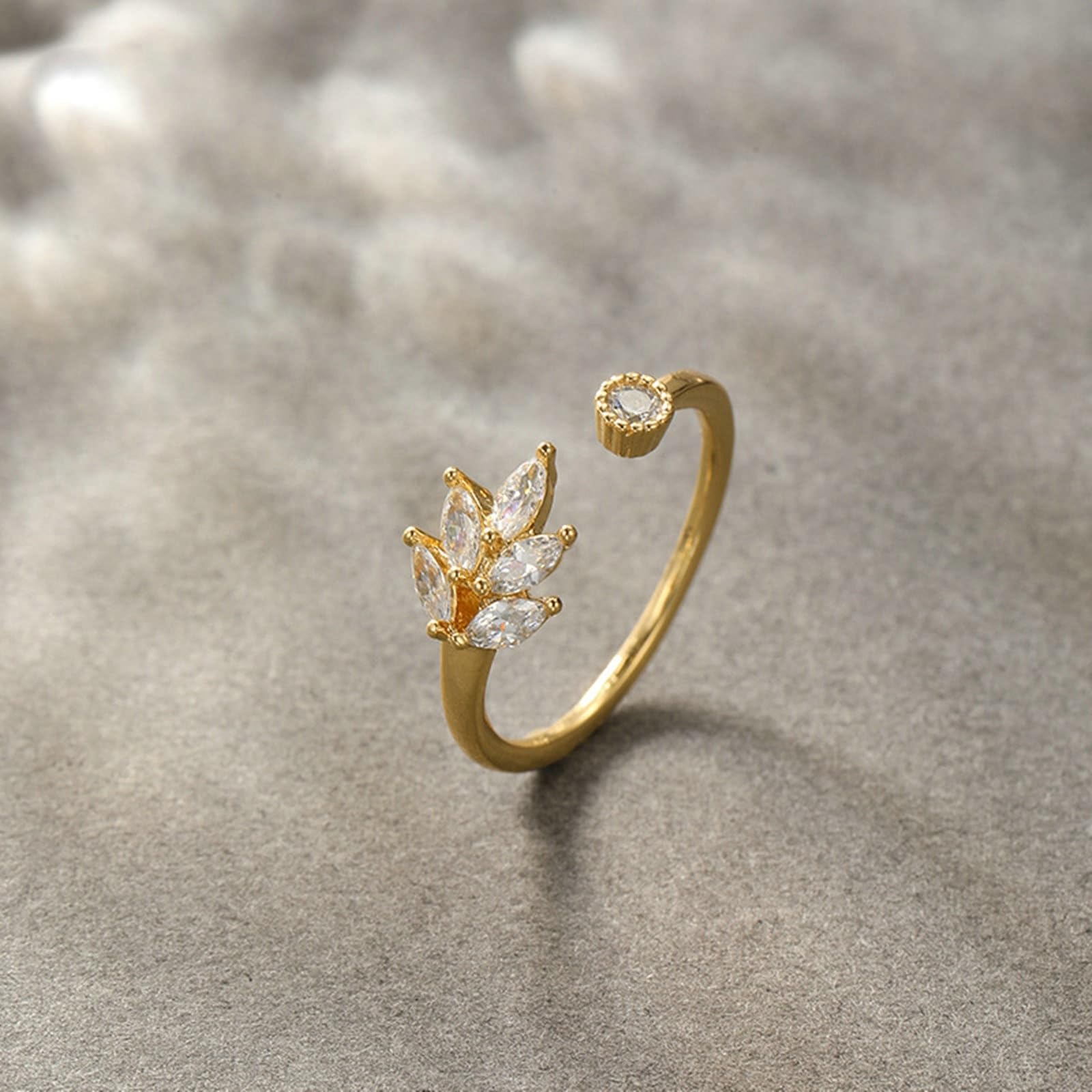 Joyas auténticas de oro de 9 K/14 K/18 K anillos de boda con marquesa moissanita hoja