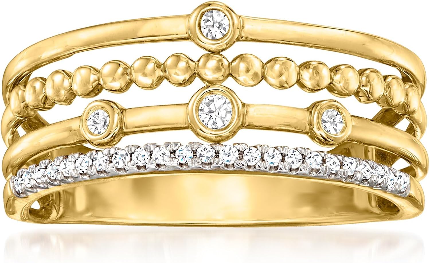 Ross-Simons 0.10 ct. t.w. Bezel-Set Diamond Multi-Row Ring in 14kt Yellow Gold