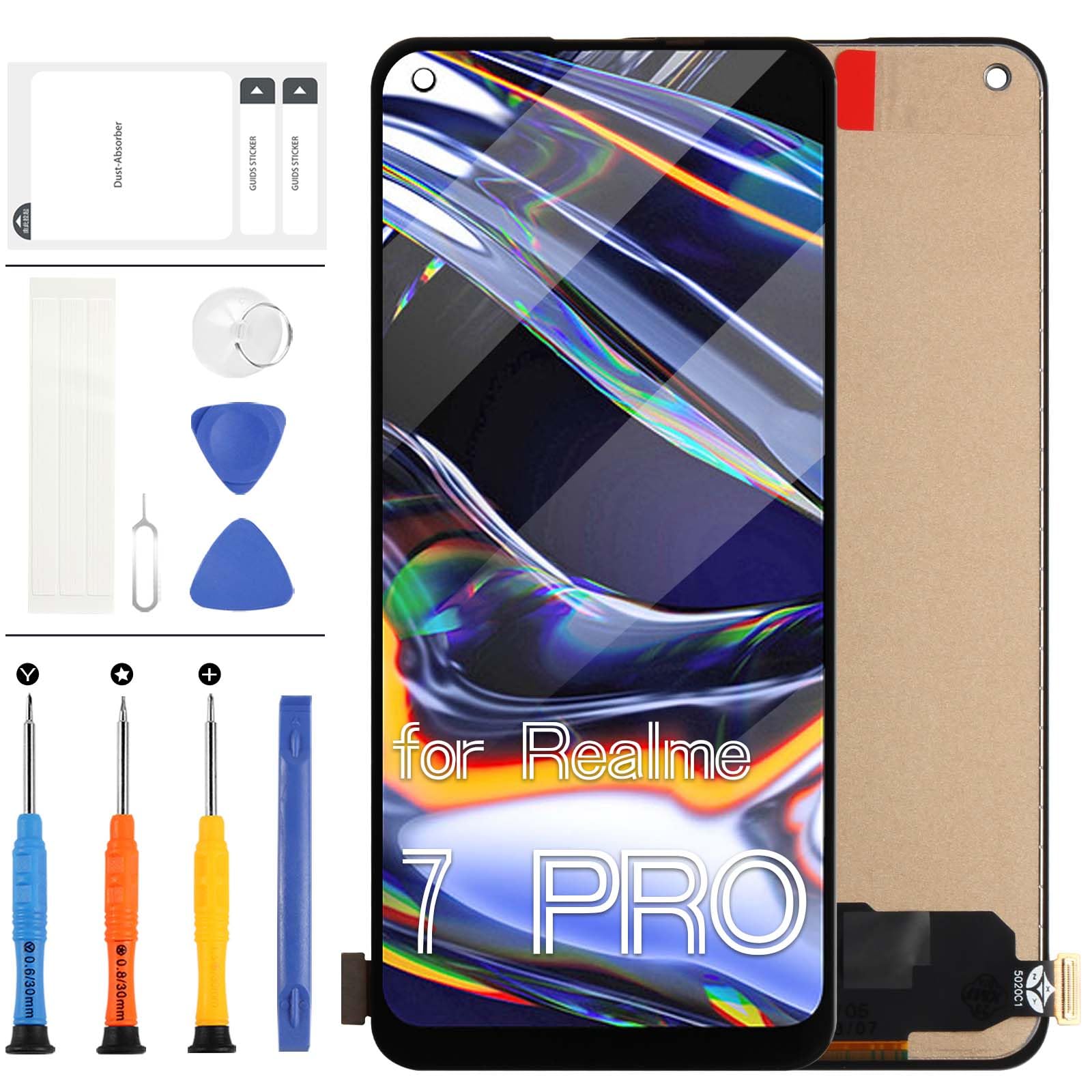 LCD Screen for Realme 7 Pro RMX2170 Screen Replacement Kit for Realme 7 Pro RMX2170 LCD Display Touch Screen Digitizer Full Assembly Parts (Black)