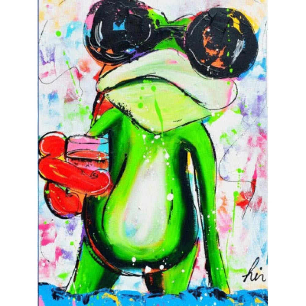 Mosaïque diamant 5D grenouille lunettes de soleil toile 50x60 cm