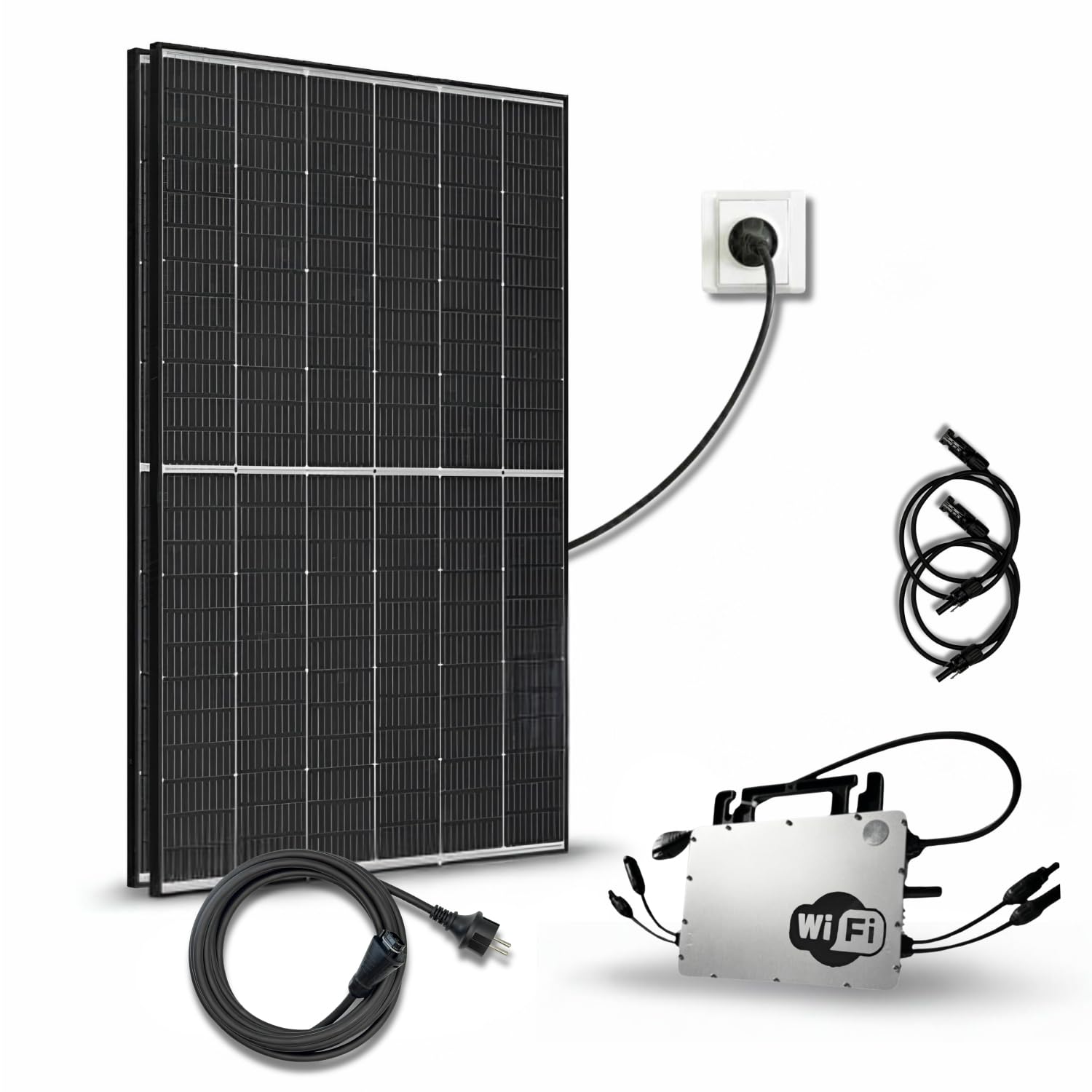 Kit Solaire 1000Wc TrinaSolar – 2 Panneaux Bifaciaux Bi-verre – Micro-onduleur Hoymiles HMS-1000W-2T Wi-Fi – Plug & Play