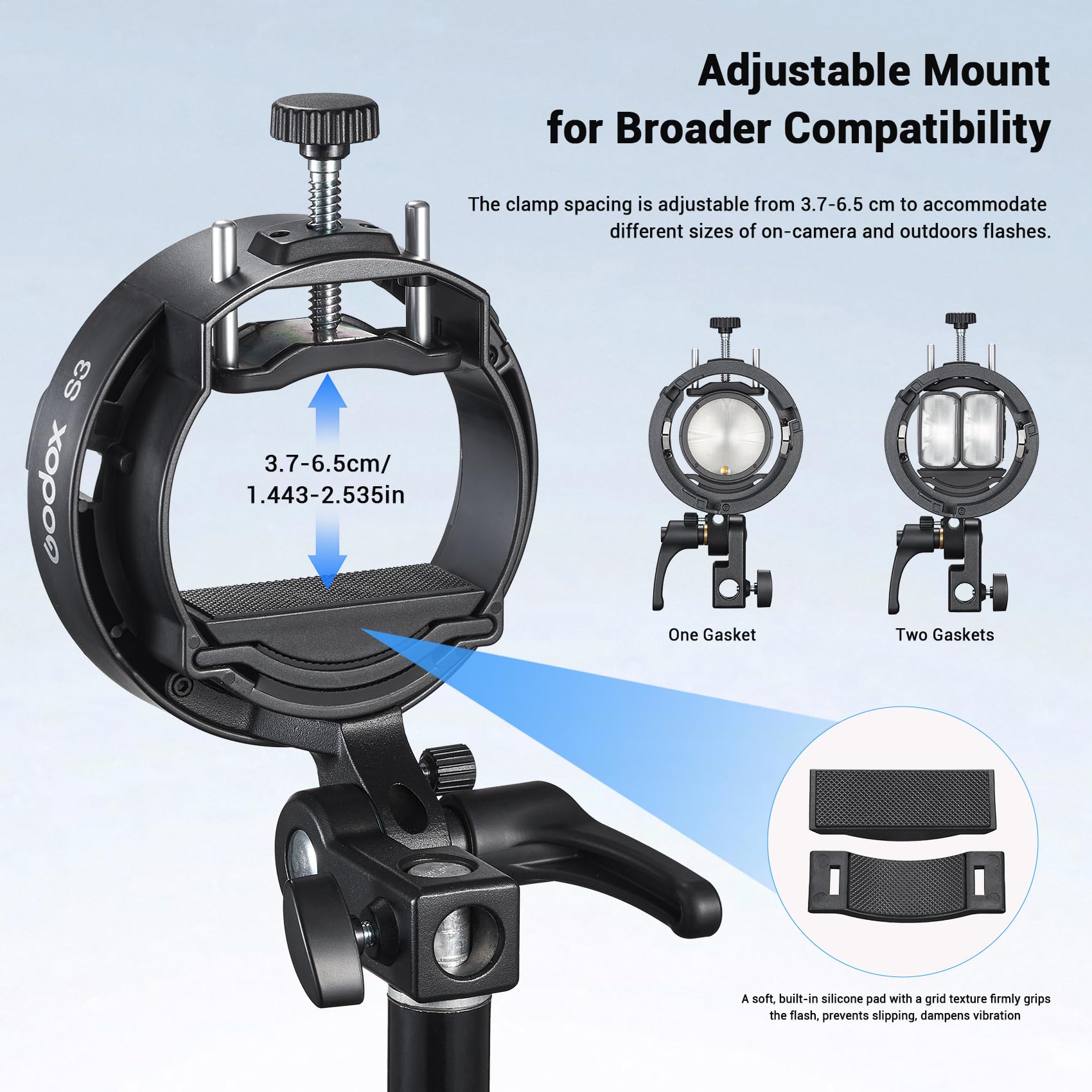 Godox S3 Support de Flash Bowen Mount S-Type pour Flashs Godox V1PRO,V100,V860III,TT350,AD100,AD200,AD200Pro et AD300 Speedlite