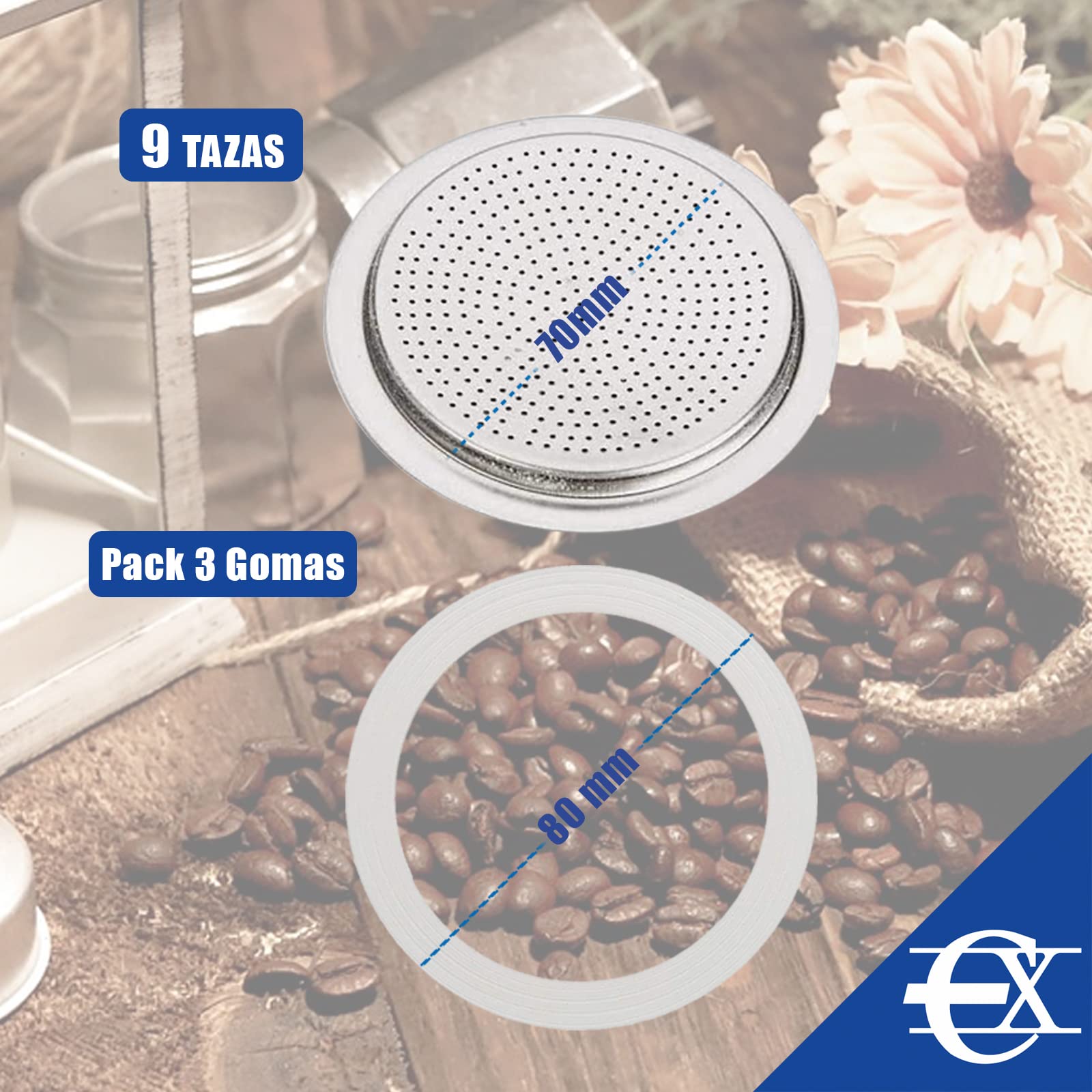 Kit De Rechange Pour Cafetière Moka - 1 Filtre Inox + 3 Joints Silicone - Compatible 2/3/6/9/12 Tasses
