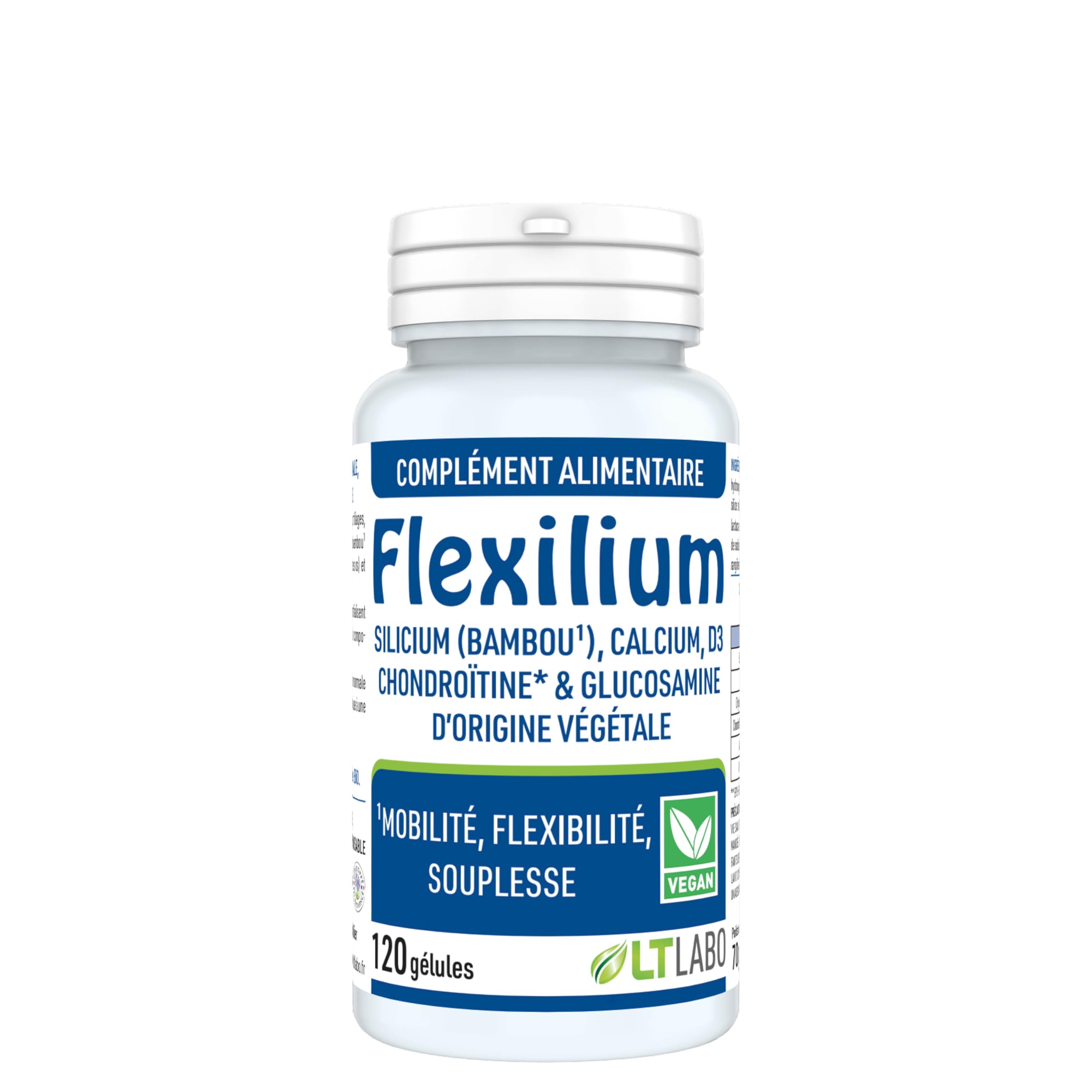 LT Laboratoire Flexilium 120 Gélules - Mobilité, Flexibilité et Souplesse des Articulations - Silicium Organique et Glucosamine Chondroïtine
