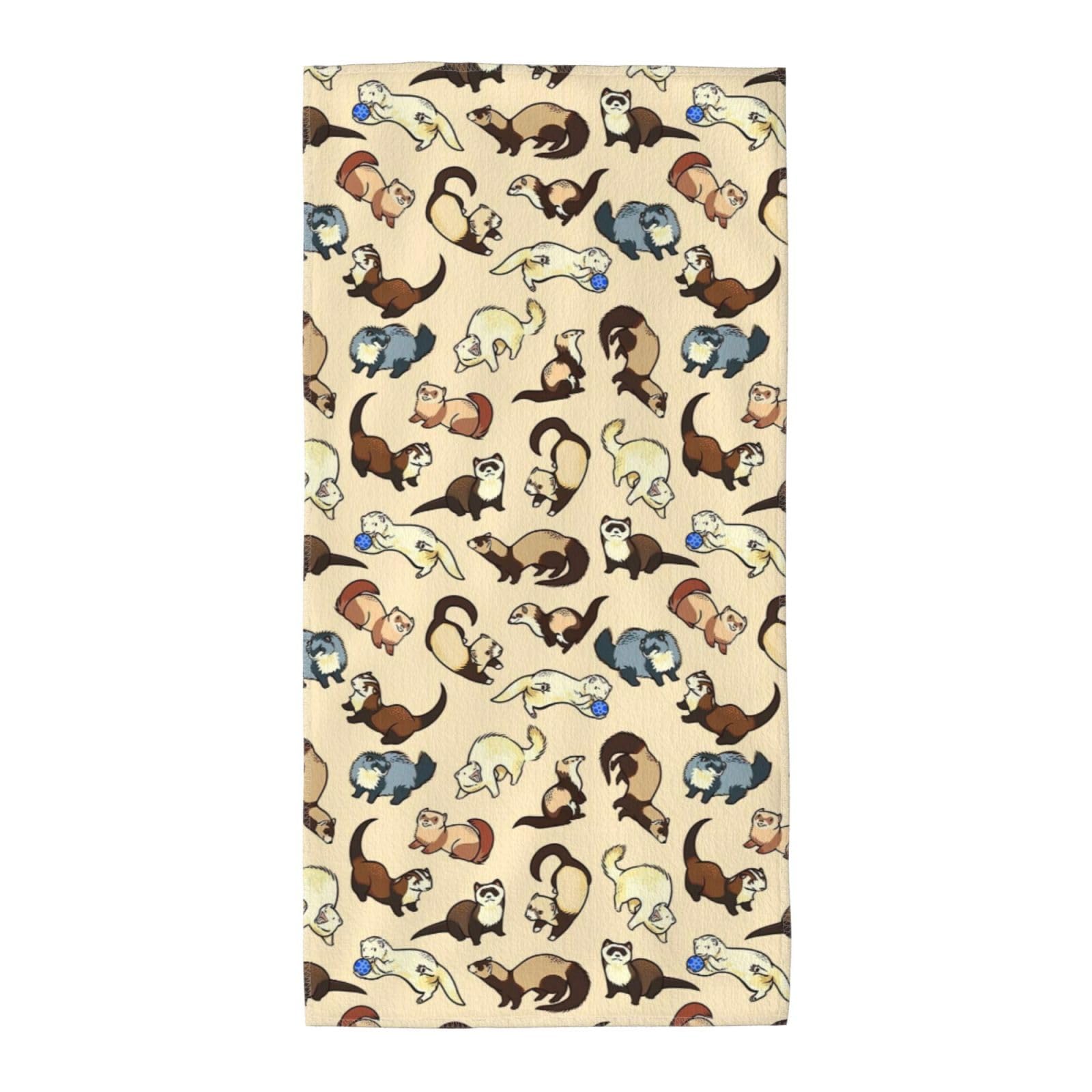 TTIGLHOH Hairy Ferret Stylish Printed Long Towel Quick Drying For Gym Camping Daily Use