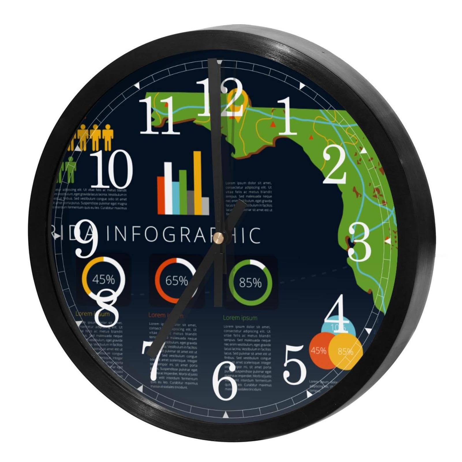 Horloge murale silencieuse à quartz motif Floride pour decoration de maison
