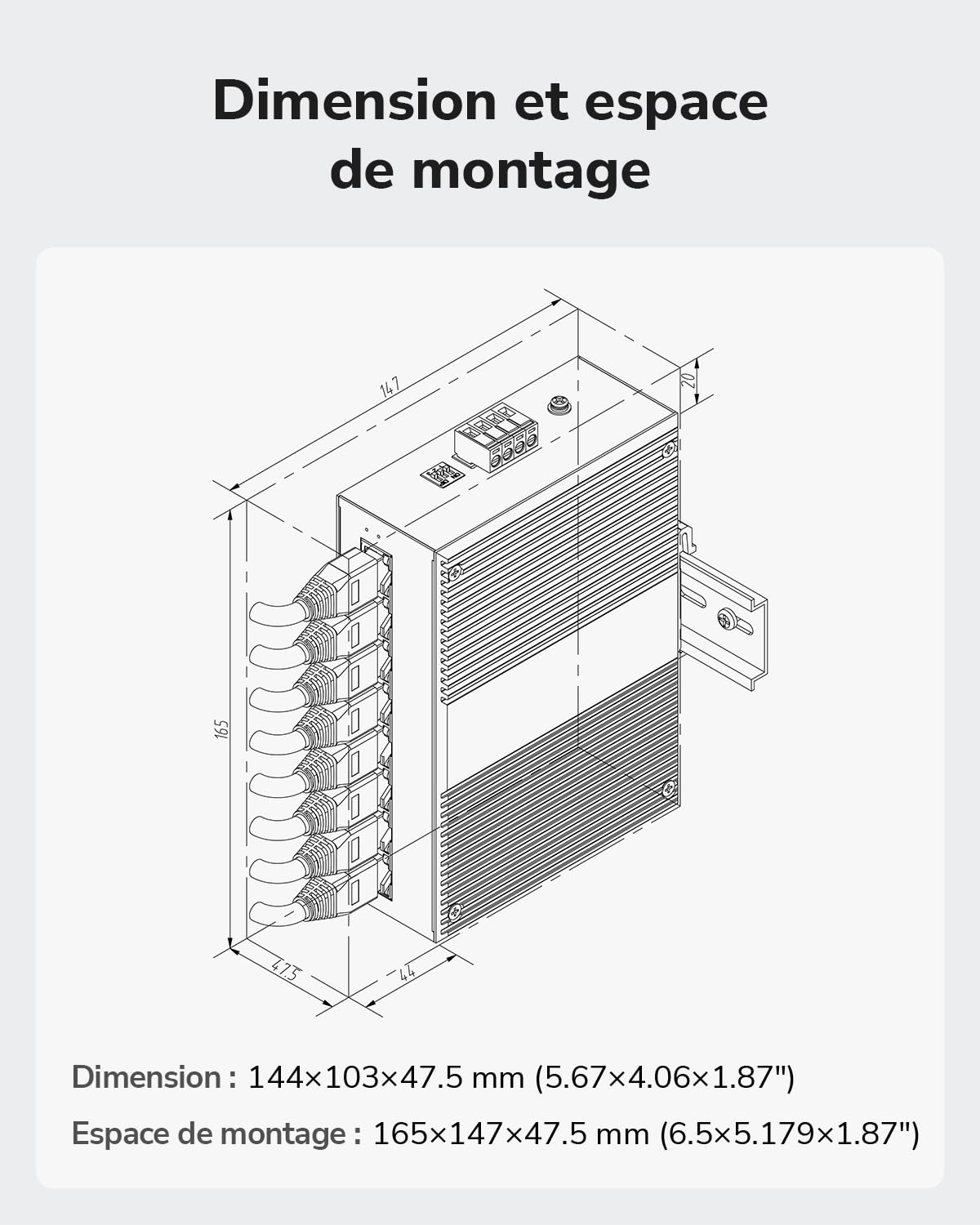 Cudy Commutateur 8 Ports Gigabit Industriel, Professionnel, IG1008