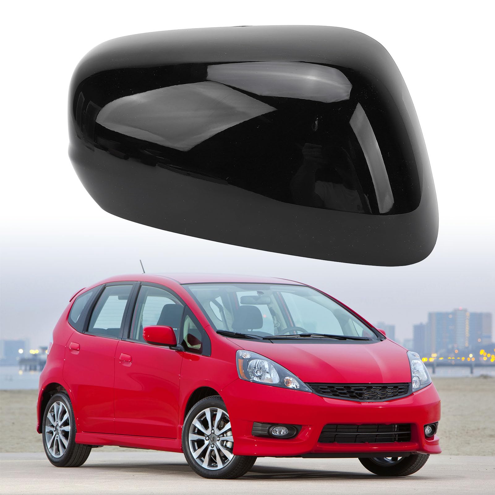 Housses De Rétroviseurs Noires Pour Honda Jazz 2009-2014 – Sans Clignotants, Coques ABS Robustes Et Faciles à Poser